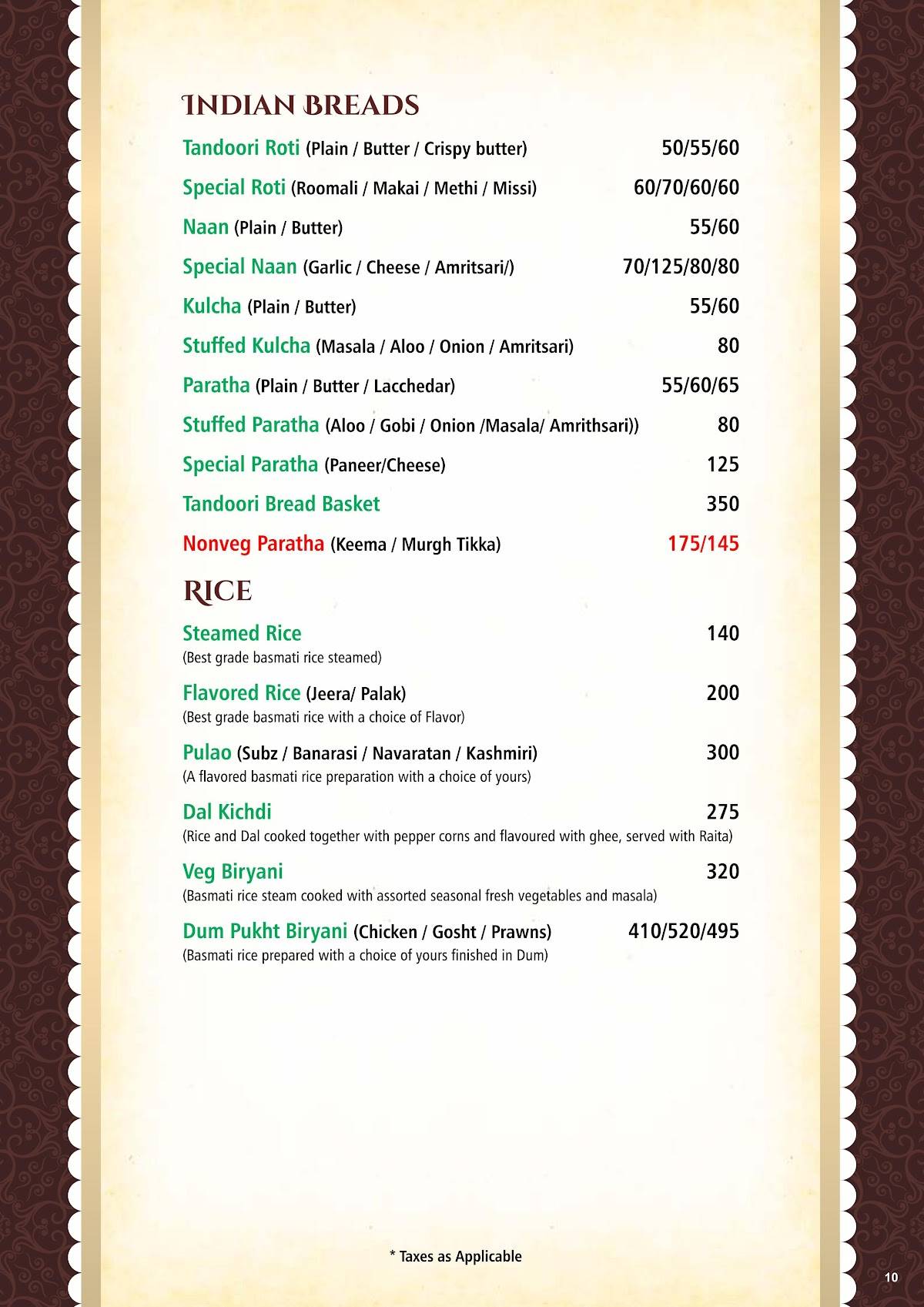 Gourmet Kitchen and Bar menu