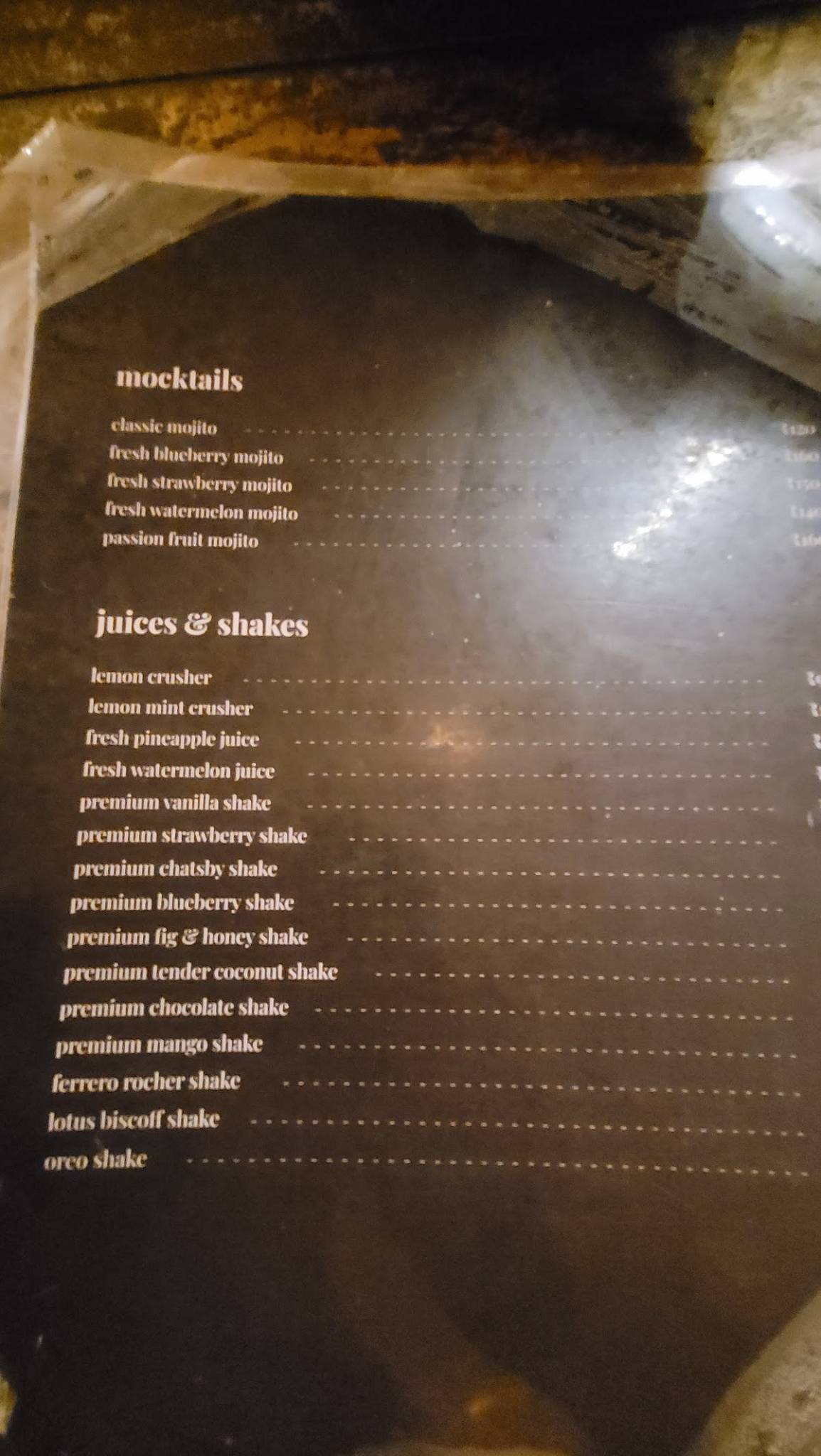 The Great Chatsby menu