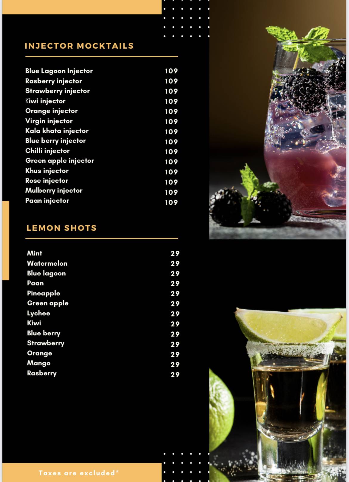 The Hideout Cafe menu