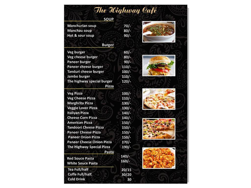 The Highway Cafe menu