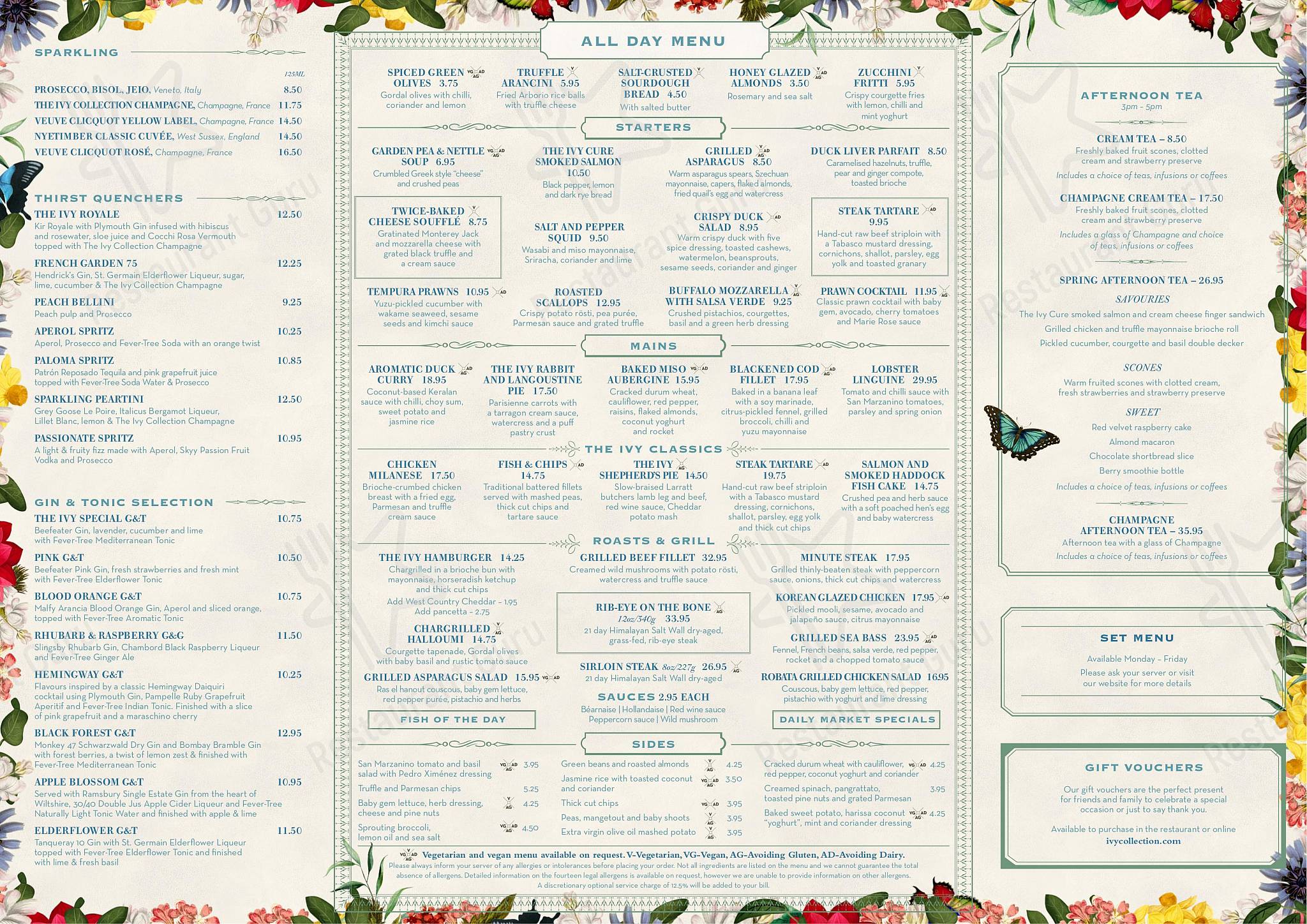 Menu at The Ivy Royal Tunbridge Wells restaurant, Royal Tunbridge Wells