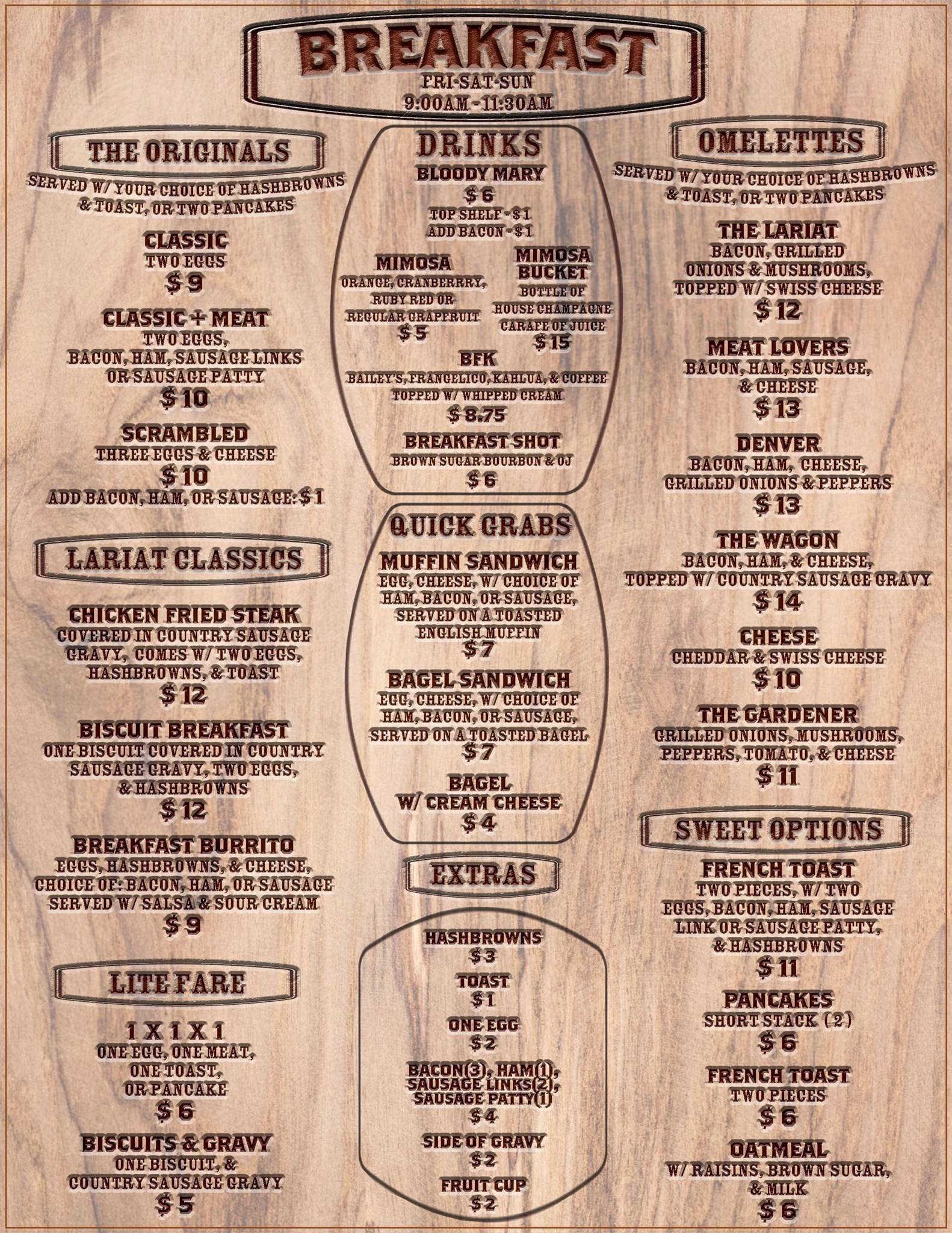 Menu At The Lariat Lounge Pub Bar Portland