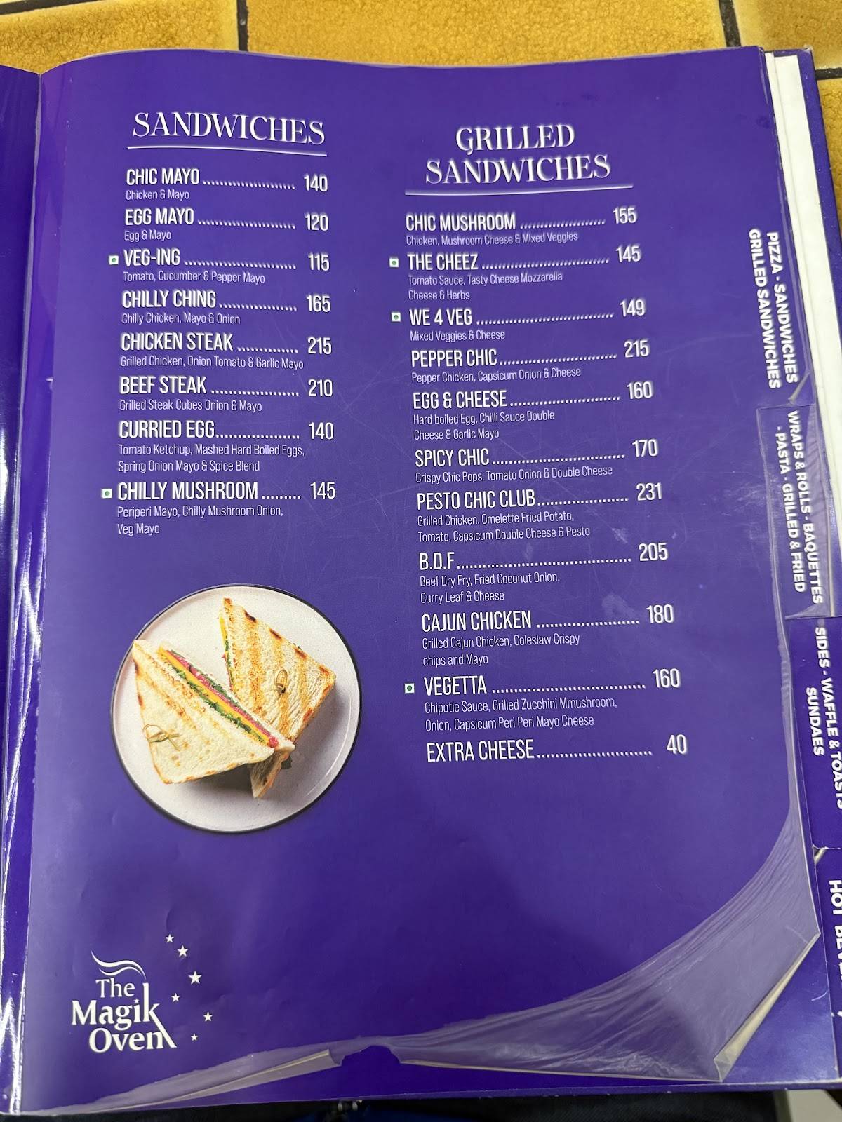 The Magik Oven menu