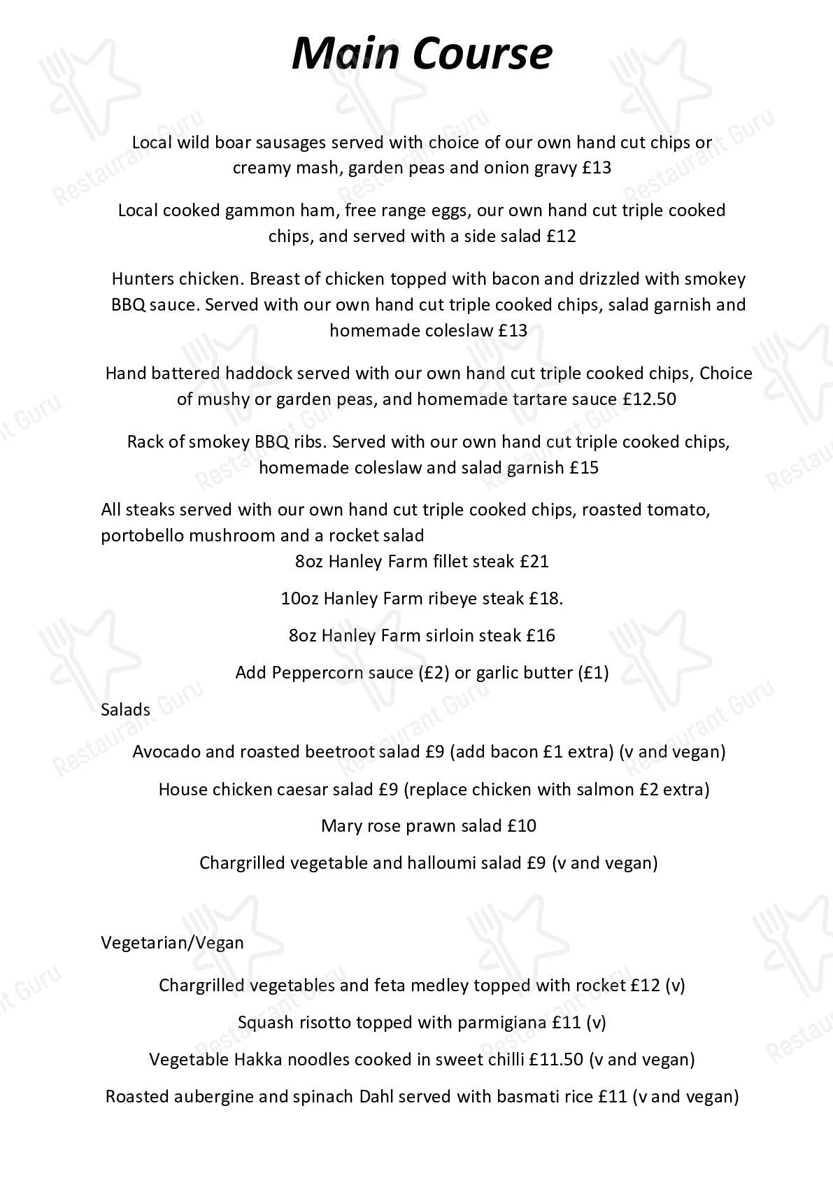 Menu at Miners country inn sling pub & bar, Coleford, Chepstow Road