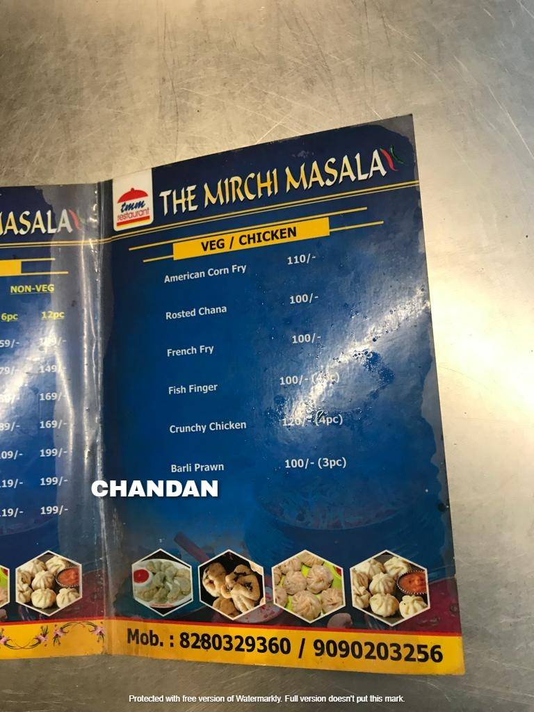 The Mirchi Masala menu