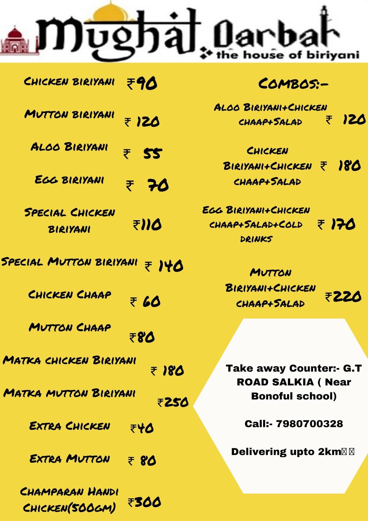 The Mughal Darbar menu