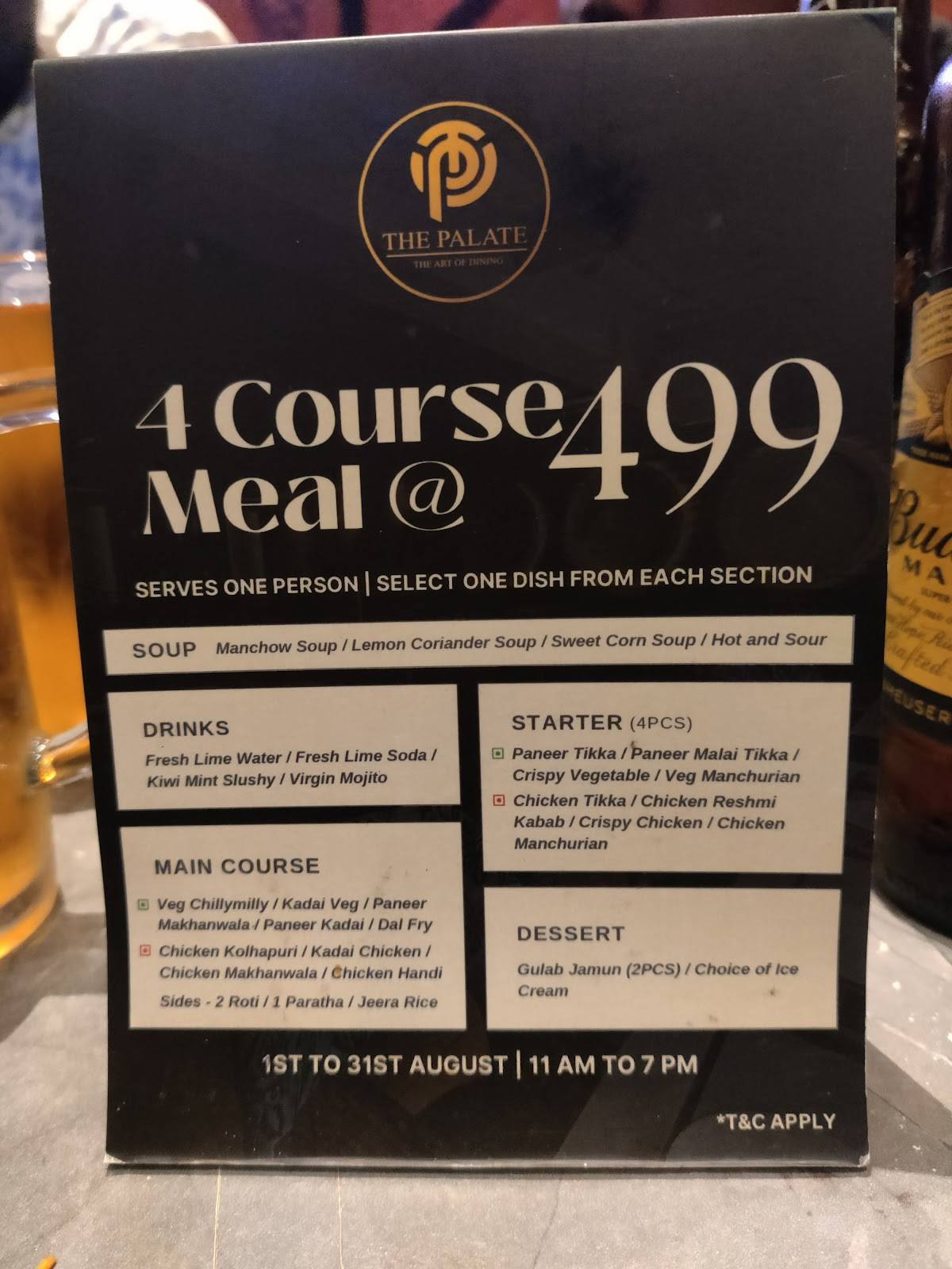 The Palate menu