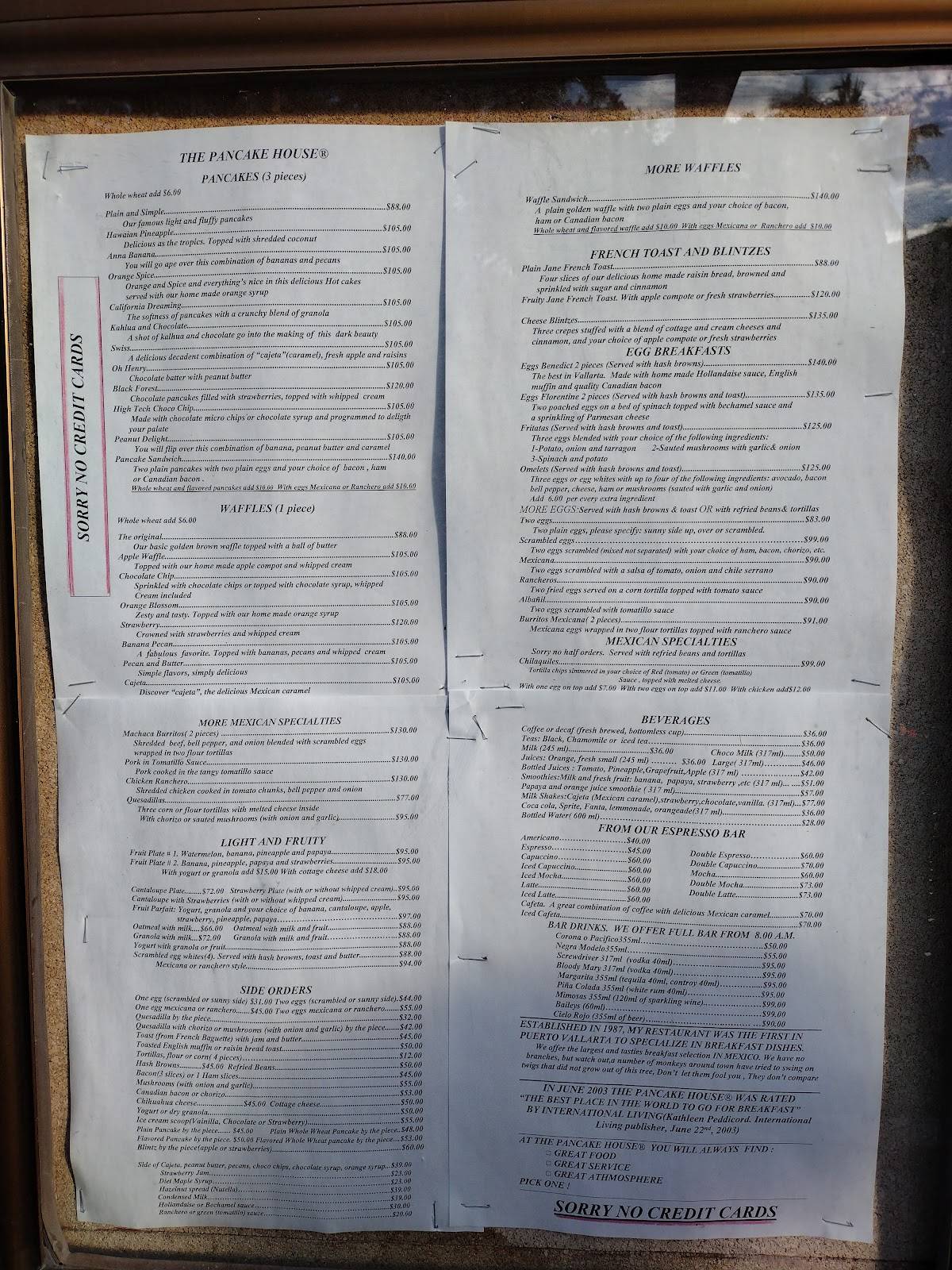 Menu at The Pancake House desserts, Puerto Vallarta, Basilio Badillo 289