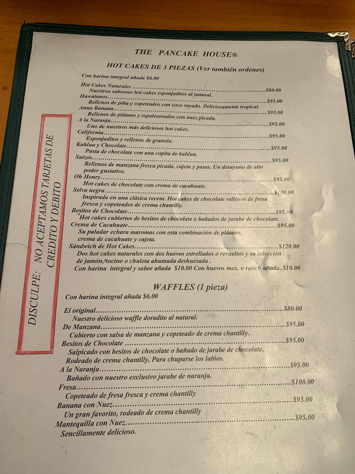 Menu at the pancake house desserts puerto vallarta basilio badillo 289