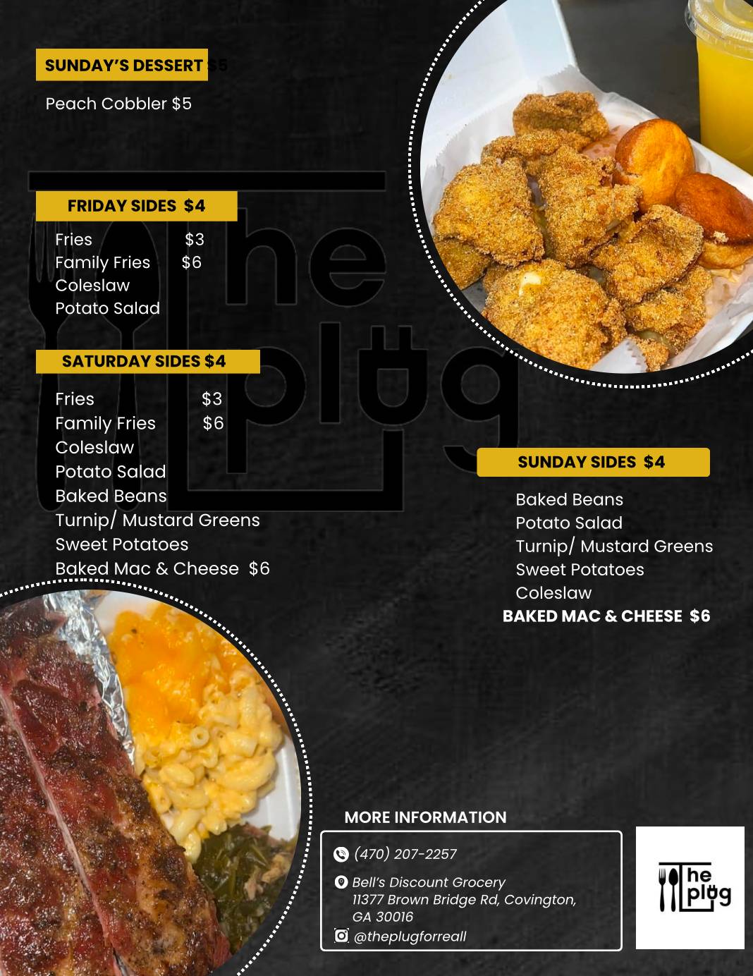 Menu at The Plug restaurant, Covington
