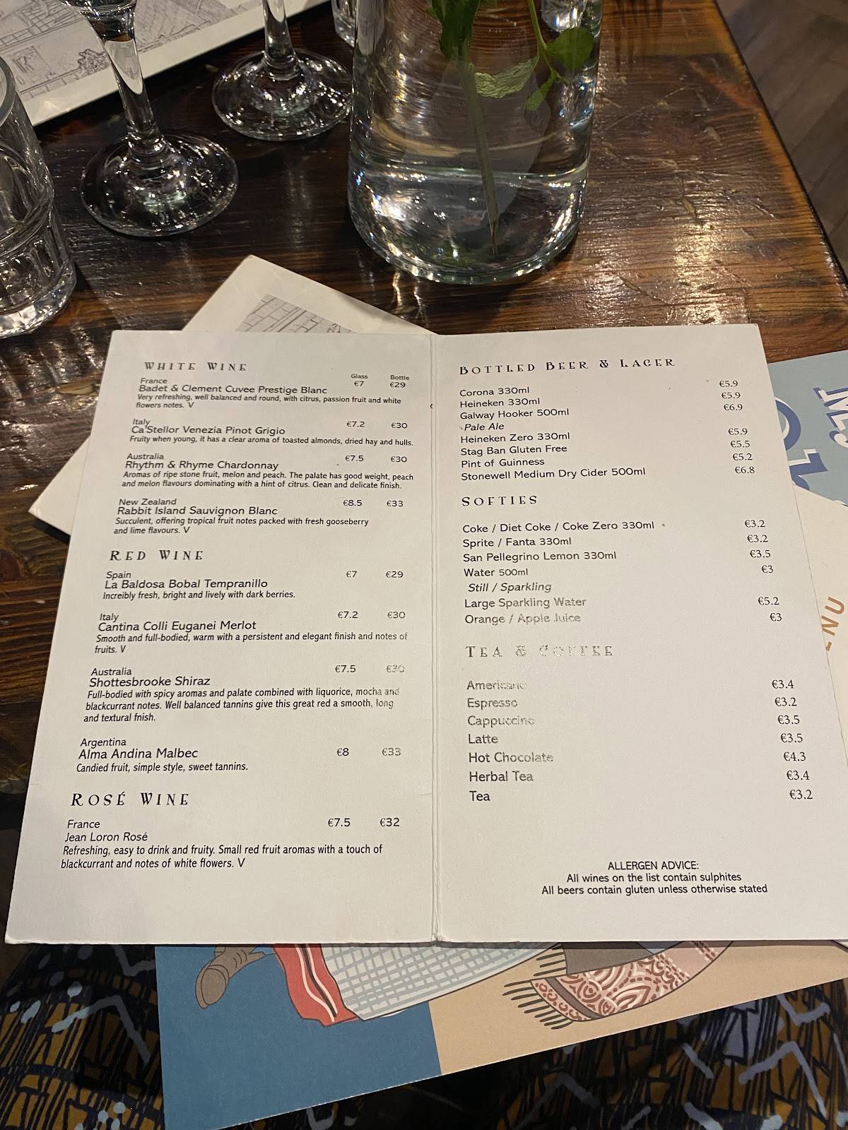 Menu at The Quay Street Kitchen restaurant, Galway