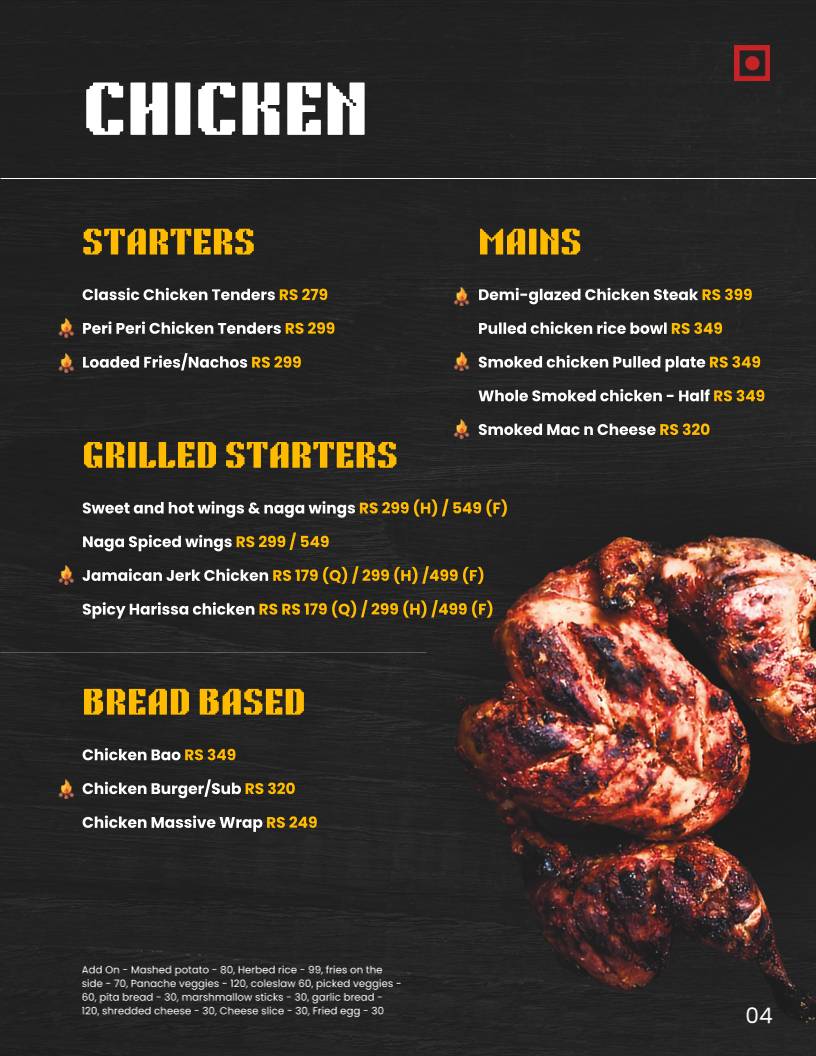 The Smoke Meister menu