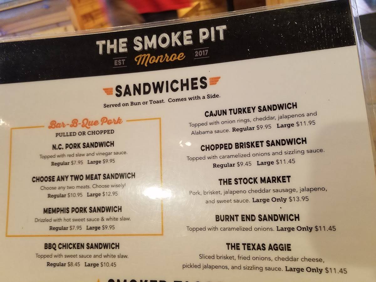 Menu at The Smoke Pit BBQ, Monroe