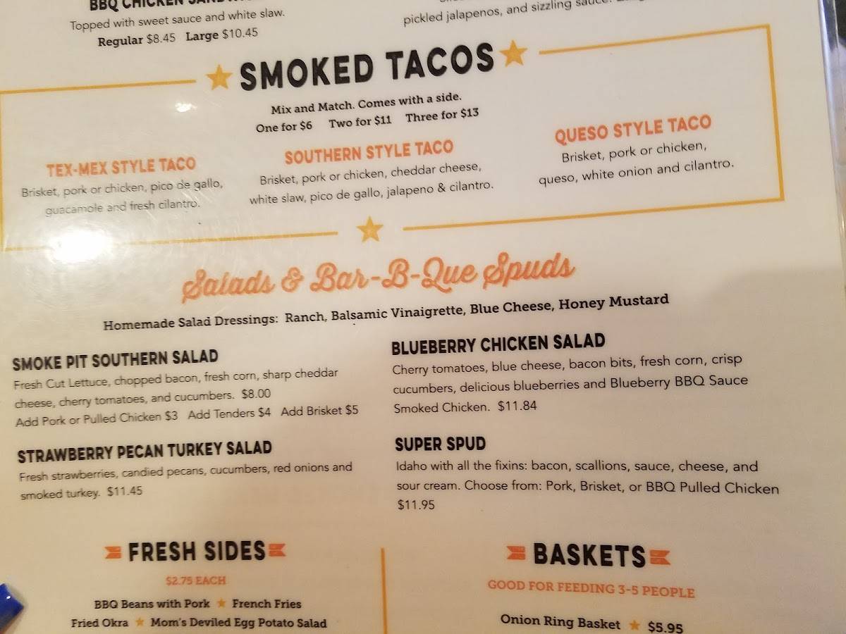 Menu at The Smoke Pit BBQ, Monroe