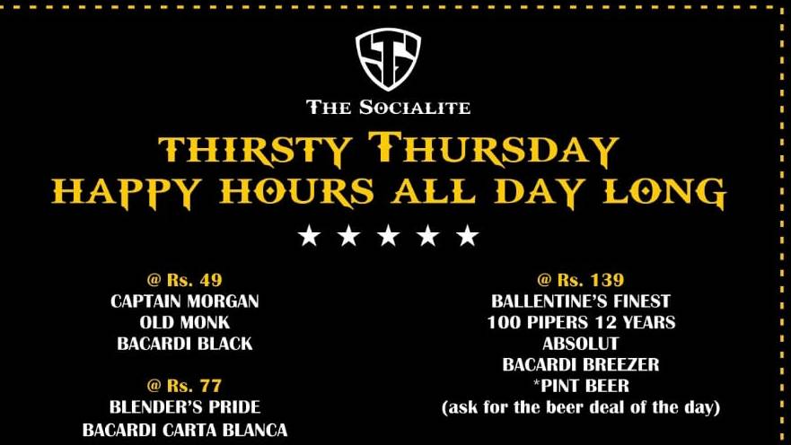 The Socialite menu