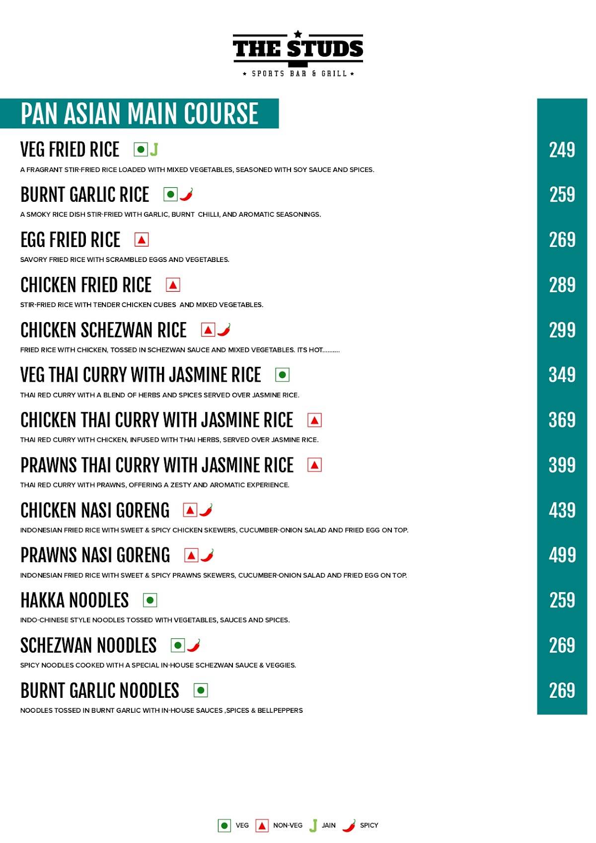 The Studs Sports Bar - All Day Diner & Taproom menu