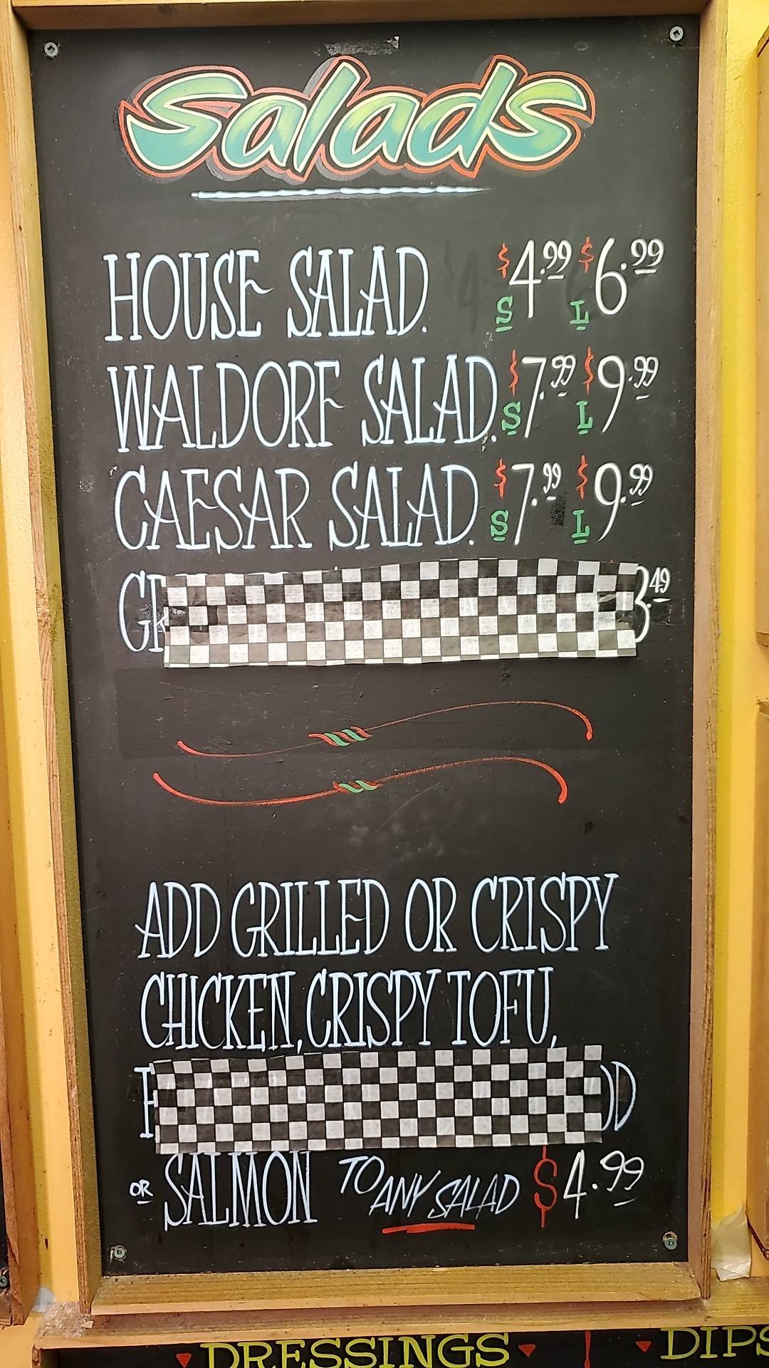 Menu de The Tartan Toque