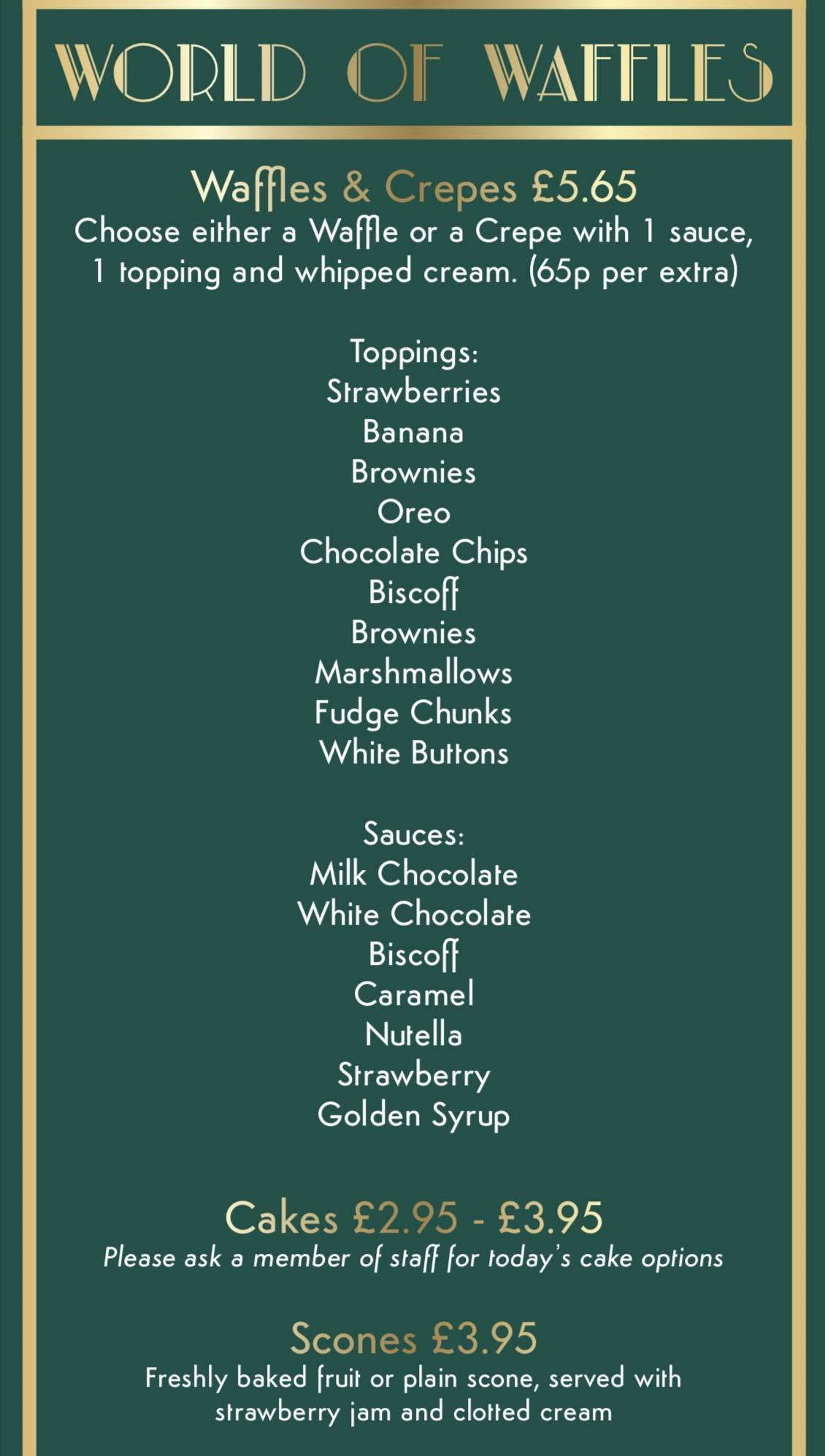 Menu at The Tea Bar, Basingstoke, 9 London Rd