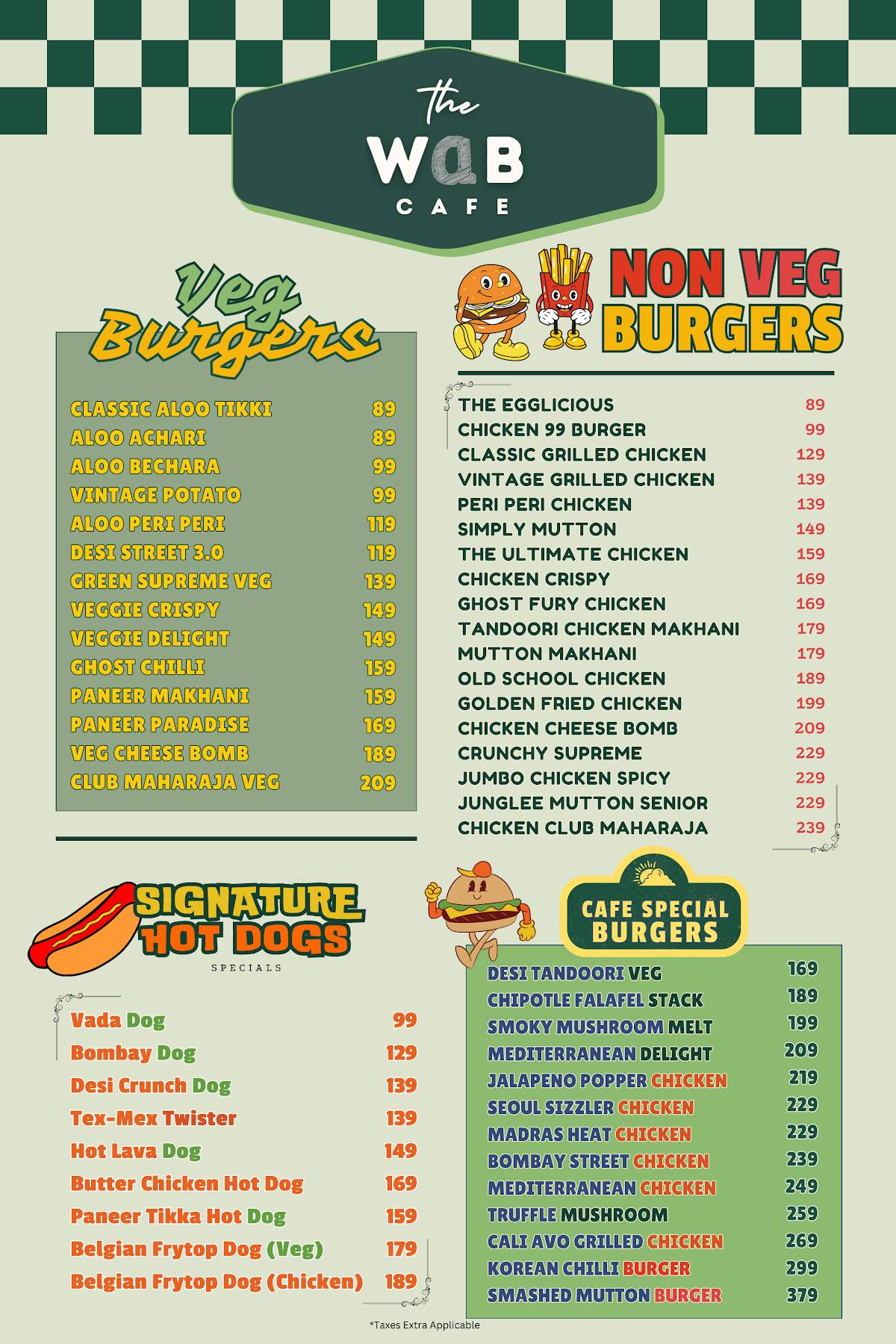 The WAB Cafe menu
