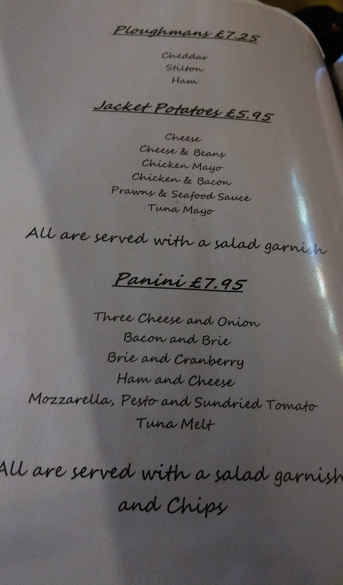 Menu at The Waggon & Horses restaurant, Castle Hedingham