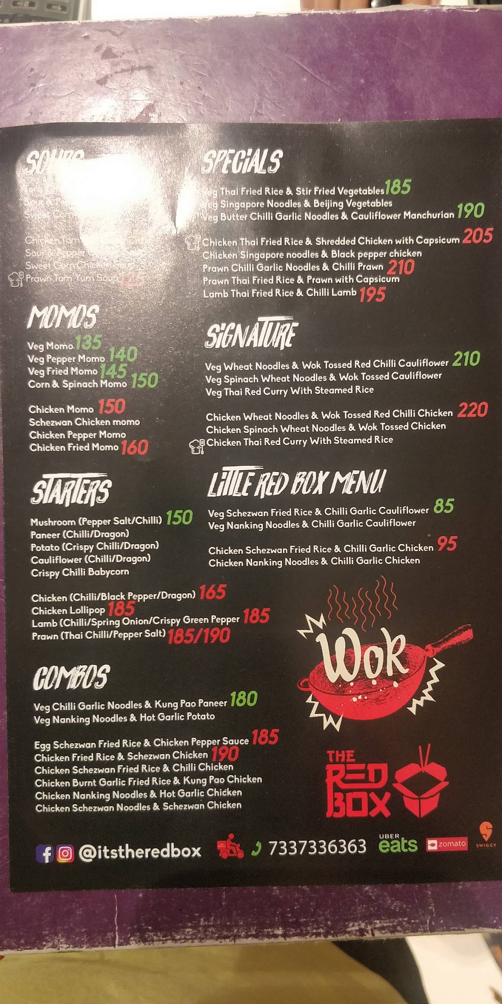 The Red box menu