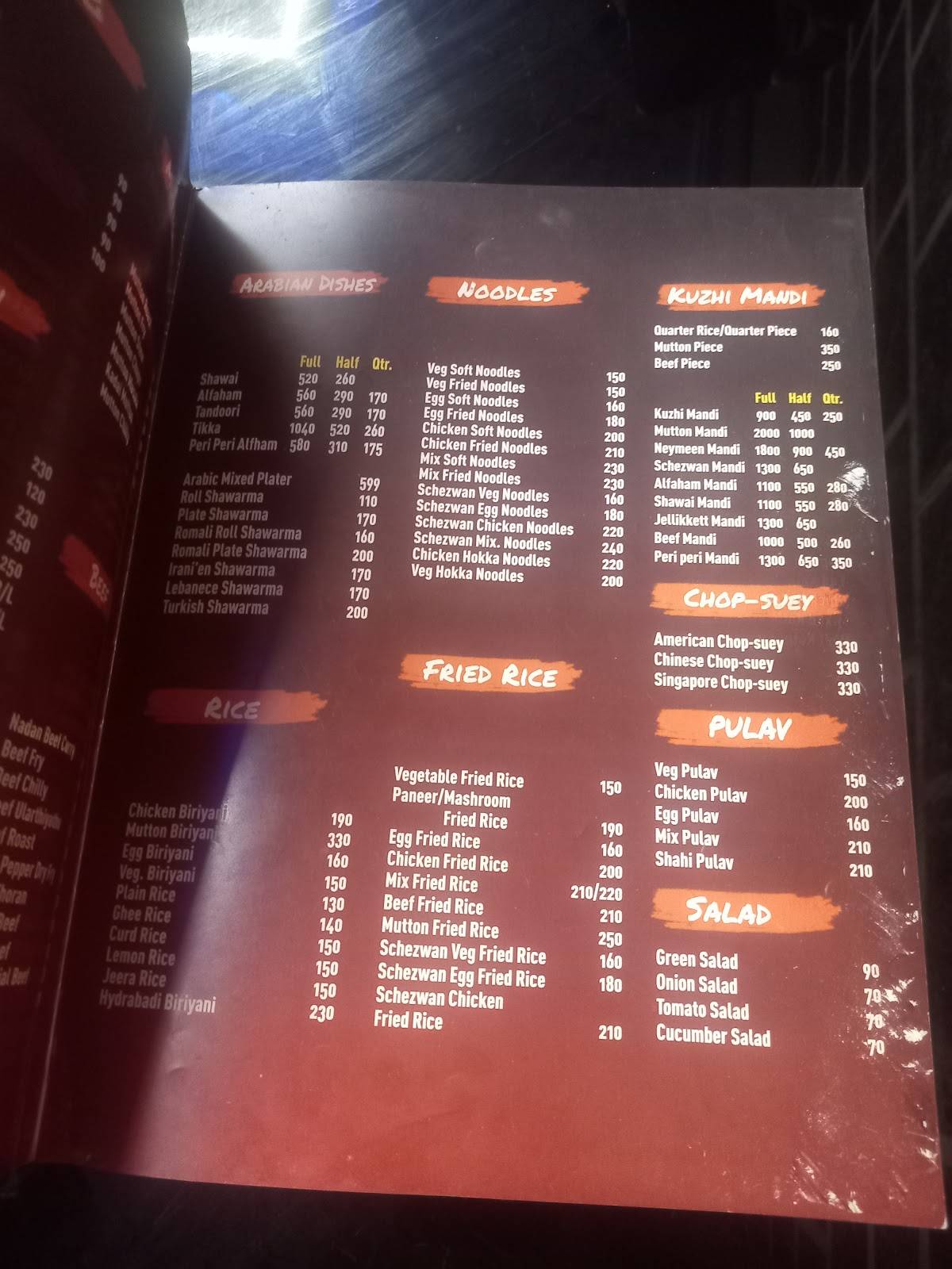 Irani Restaurant menu