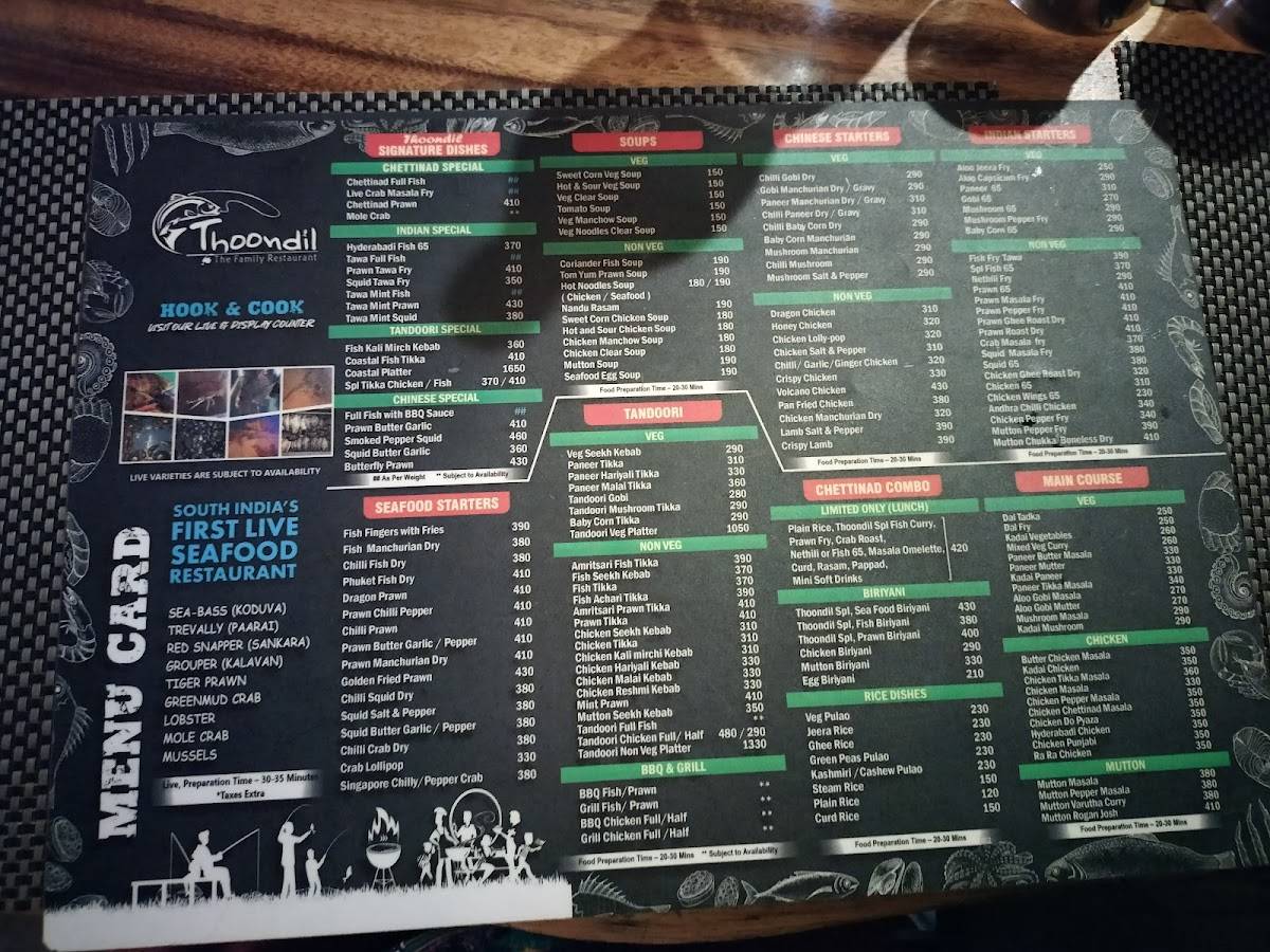 Thoondil The Family Restaurant menu