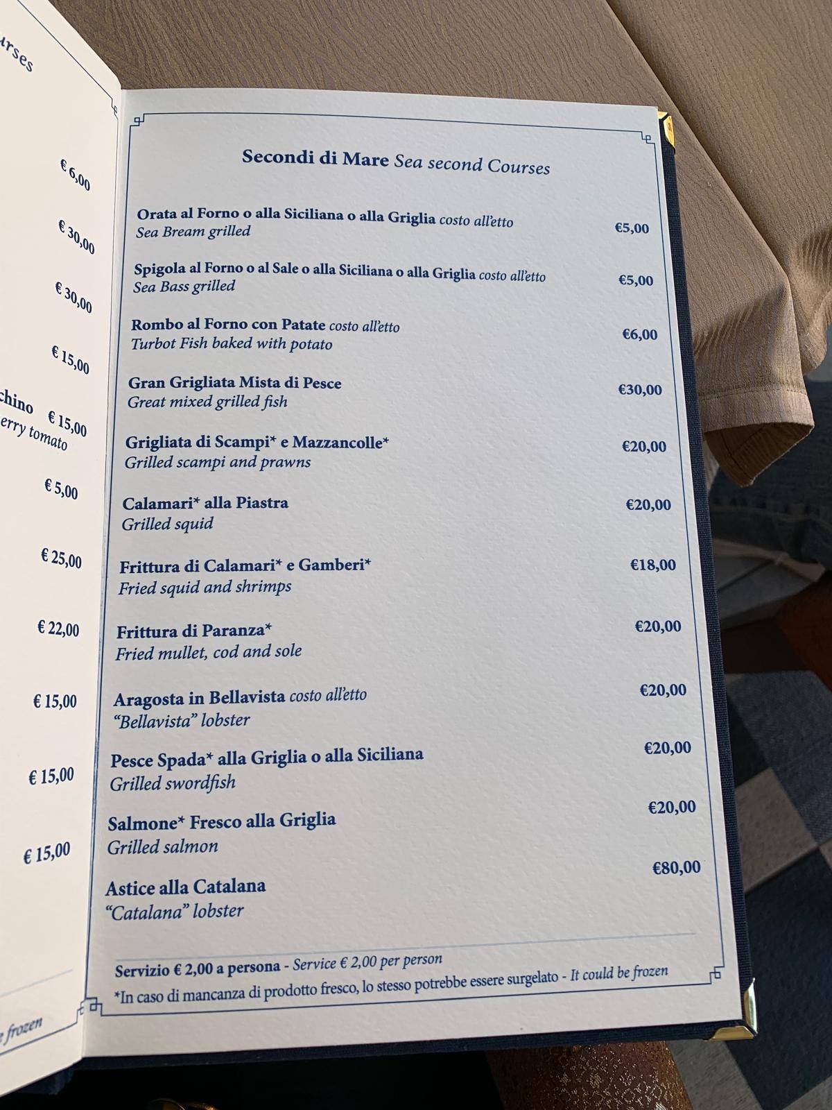 Menu di Shisha bar Ristorante Le Mille e una Notte 