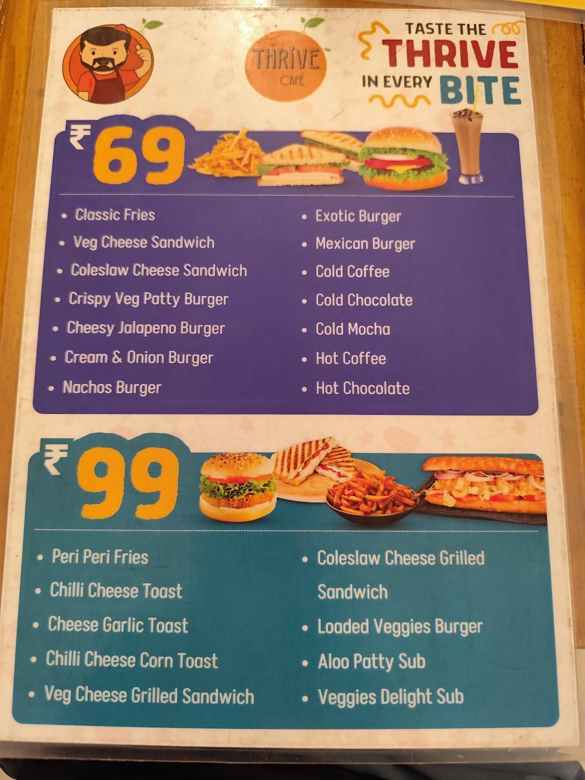 Thrive Café menu