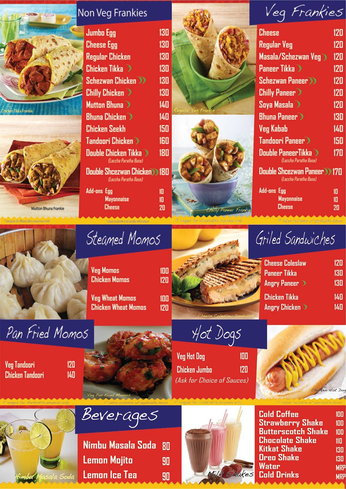 Tibb's Frankie Express menu