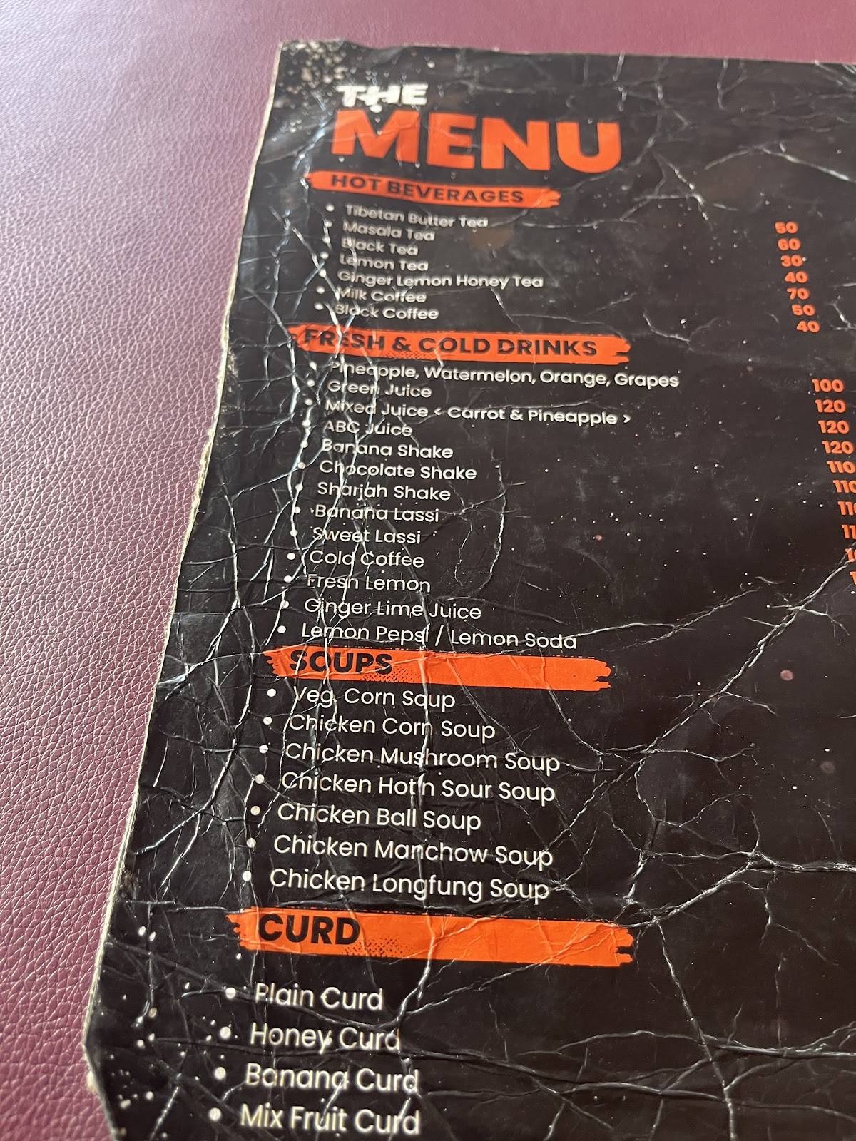 Tibetan Chef's Restaurant menu
