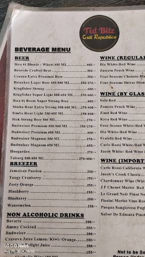 Tidbitz Grill Republica menu