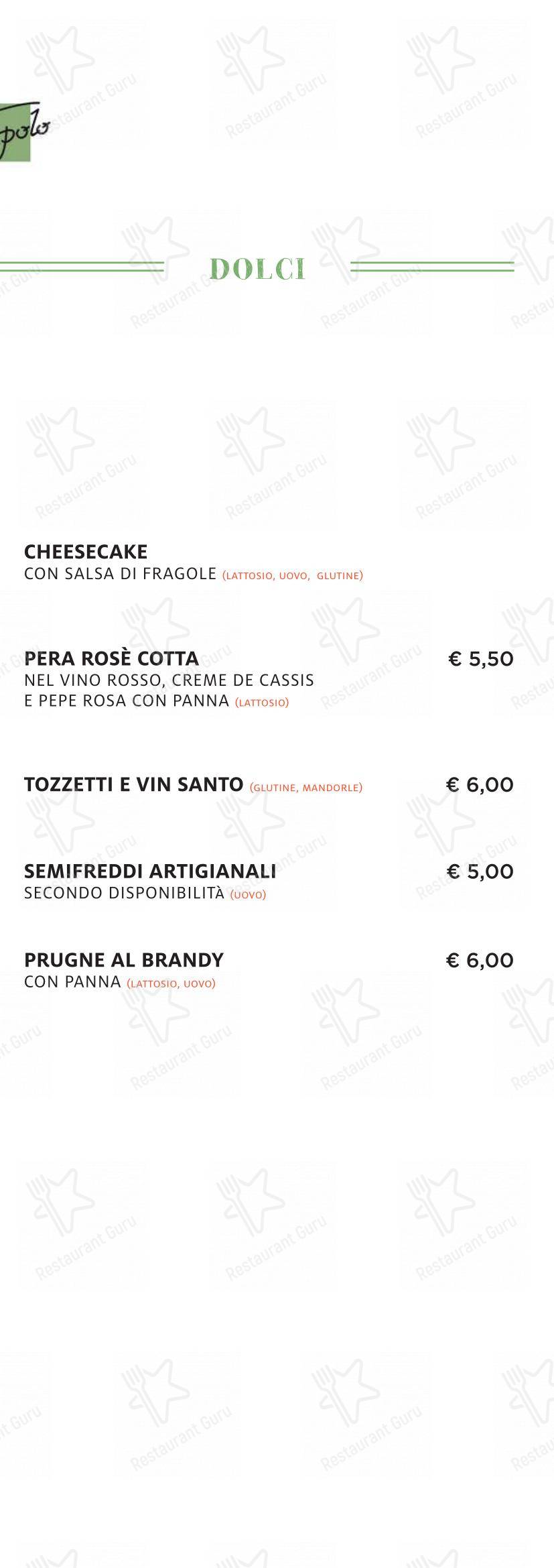 Menu di Tiepolo - Bistrot Bottiglieria (Via G Battista Tiepolo) - 菜单