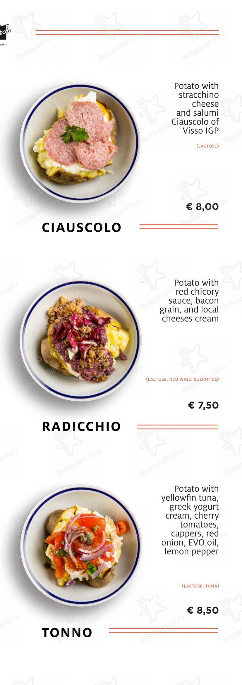 Menu di Tiepolo - Bistrot Bottiglieria (Via G Battista Tiepolo) - Основное меню