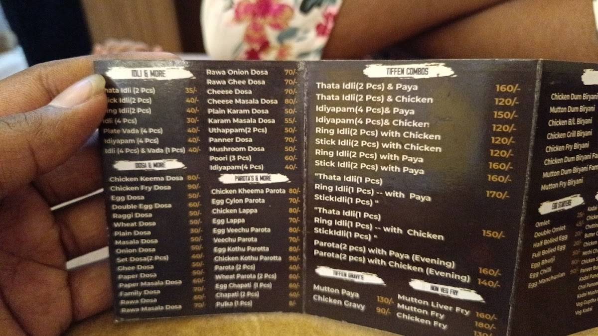 Tiffen & Chicken menu