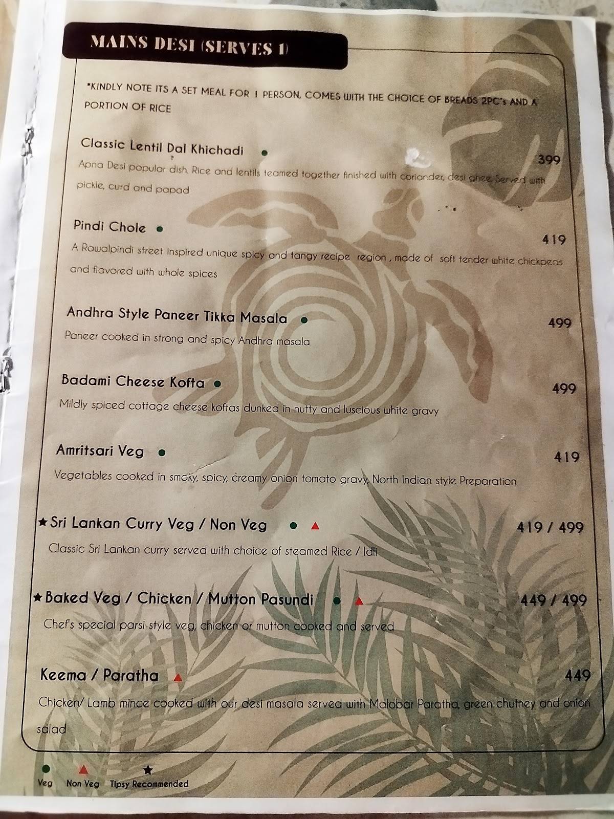 Tipsy Turtle Poolside Lounge Cafe menu