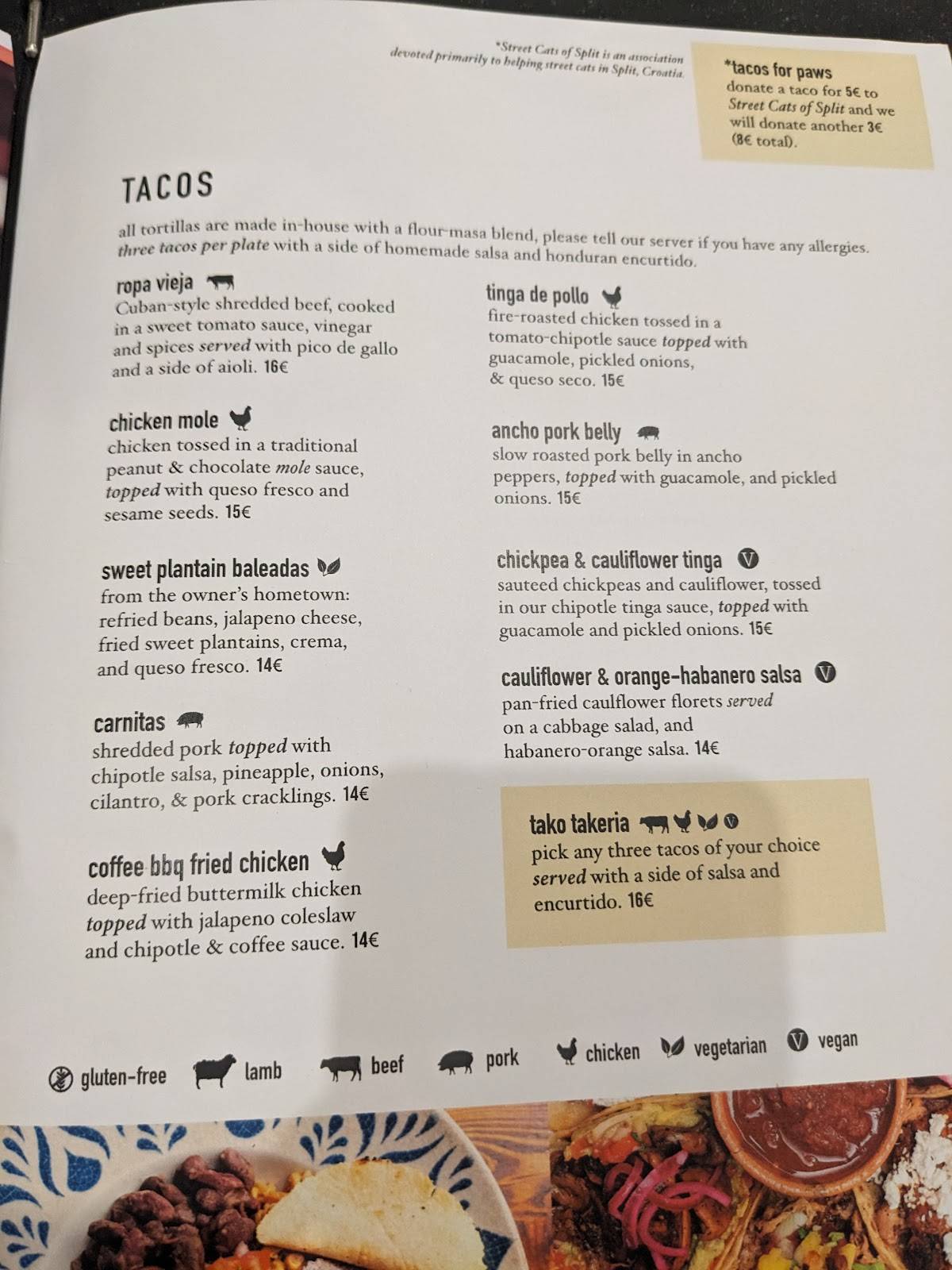 Menu di To Je Tako Mexican Restaurant 