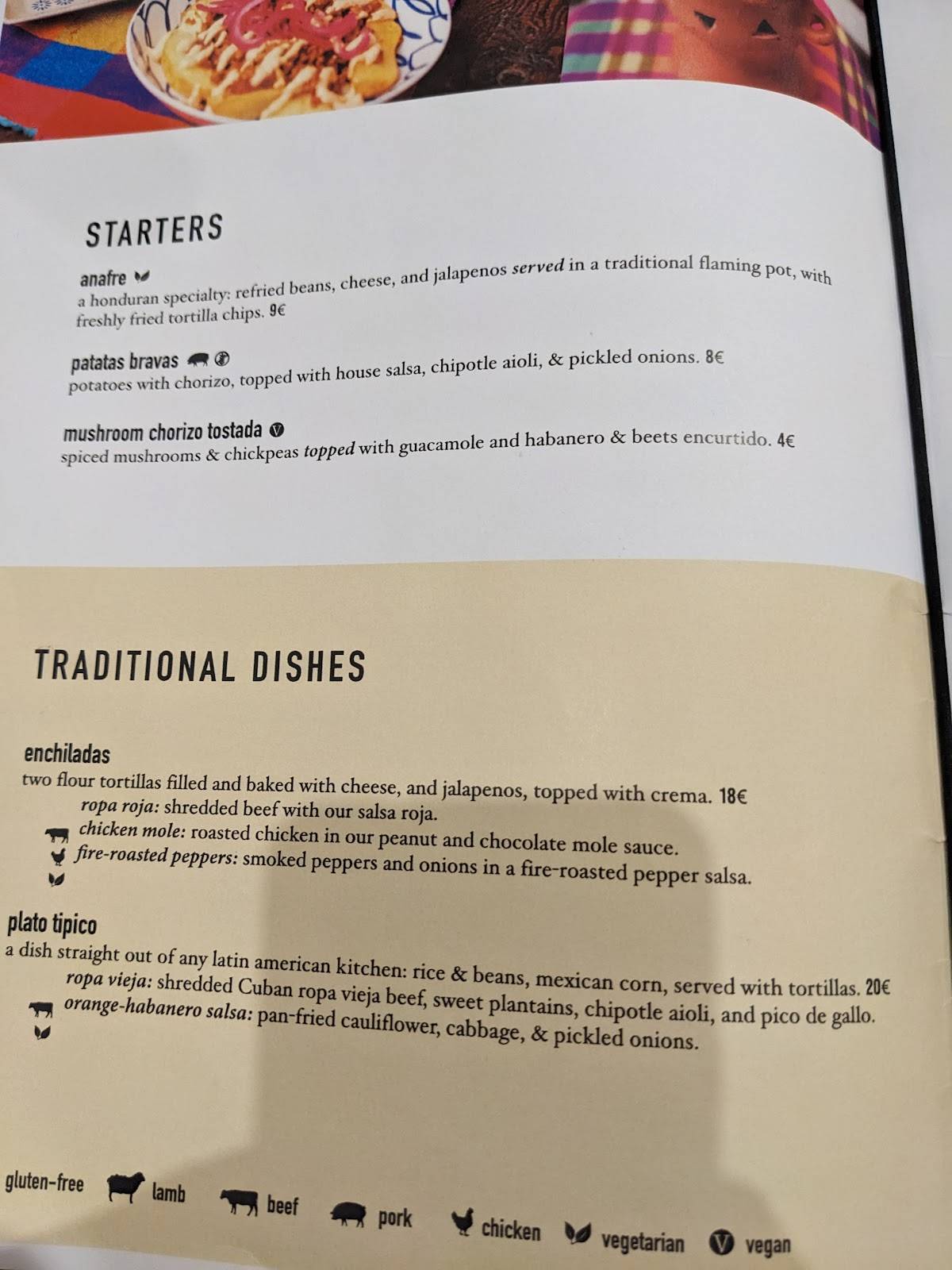 Menu di To Je Tako Mexican Restaurant 