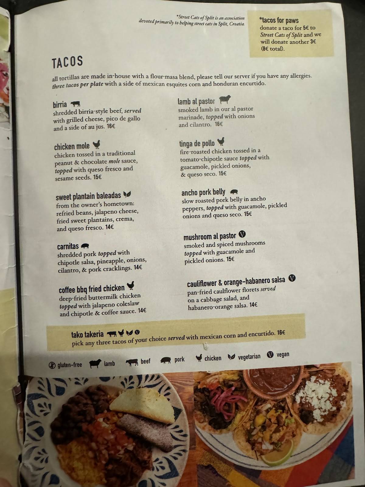 Menu di To Je Tako Mexican Restaurant 