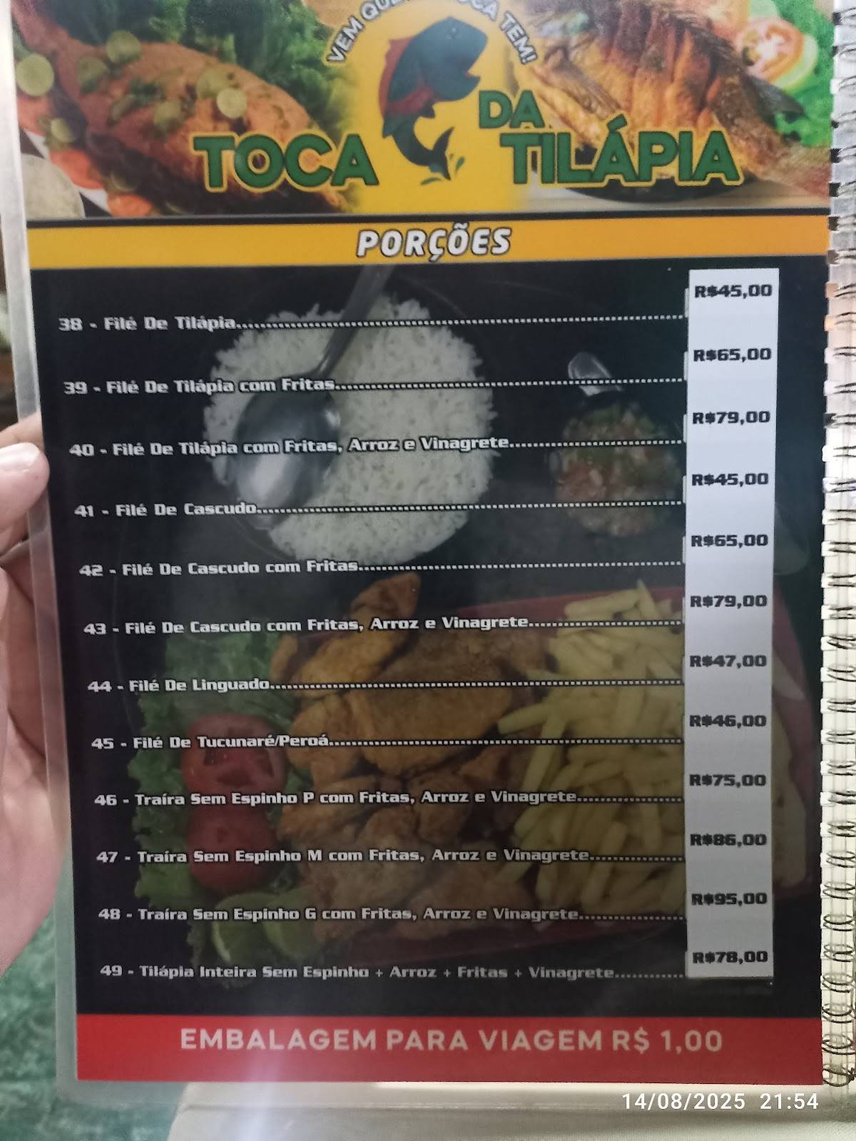 Toca da Tilápia cardápio