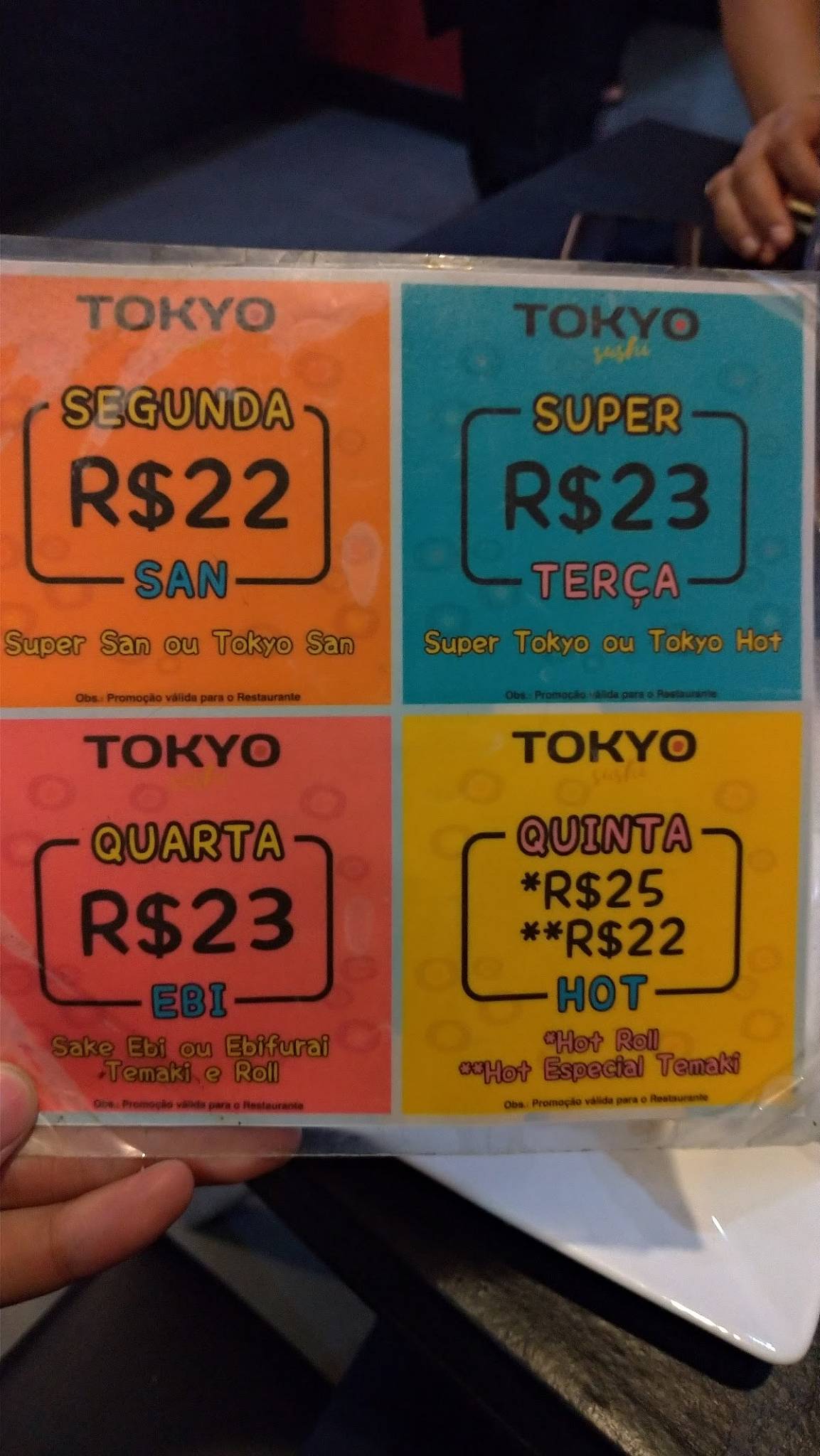 Tokyo Temakeria cardápio