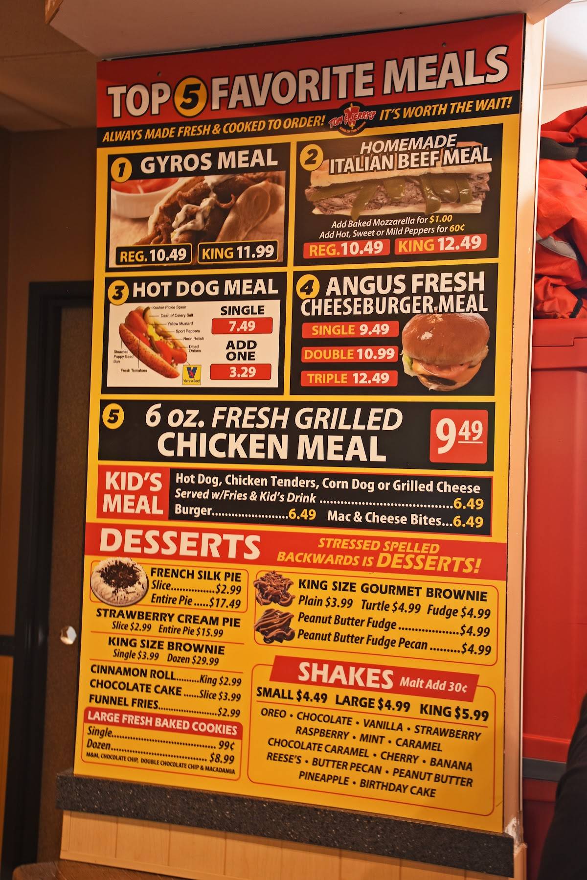 Menu at Tom & Jerry's Restaurant, Belvidere, N State St