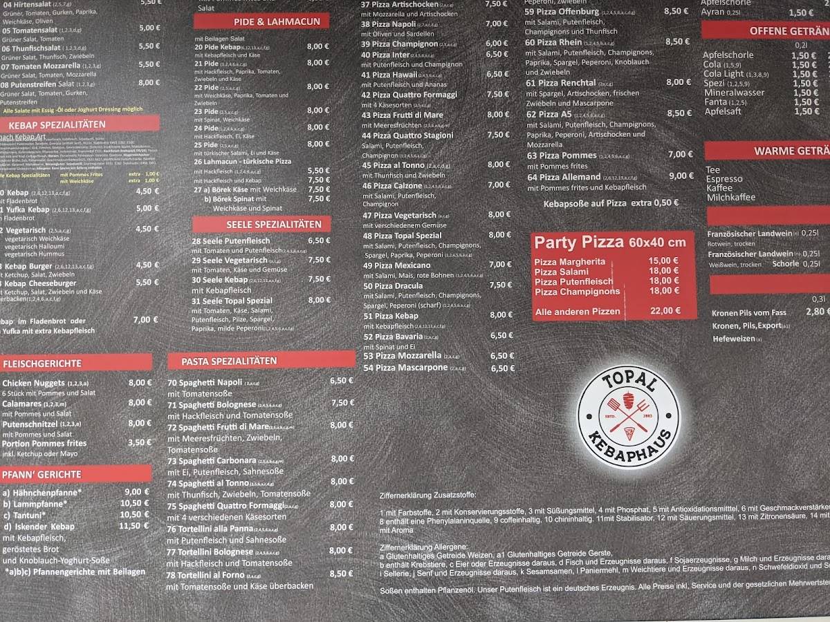 Menu de Topal Kebaphaus estd. 2003