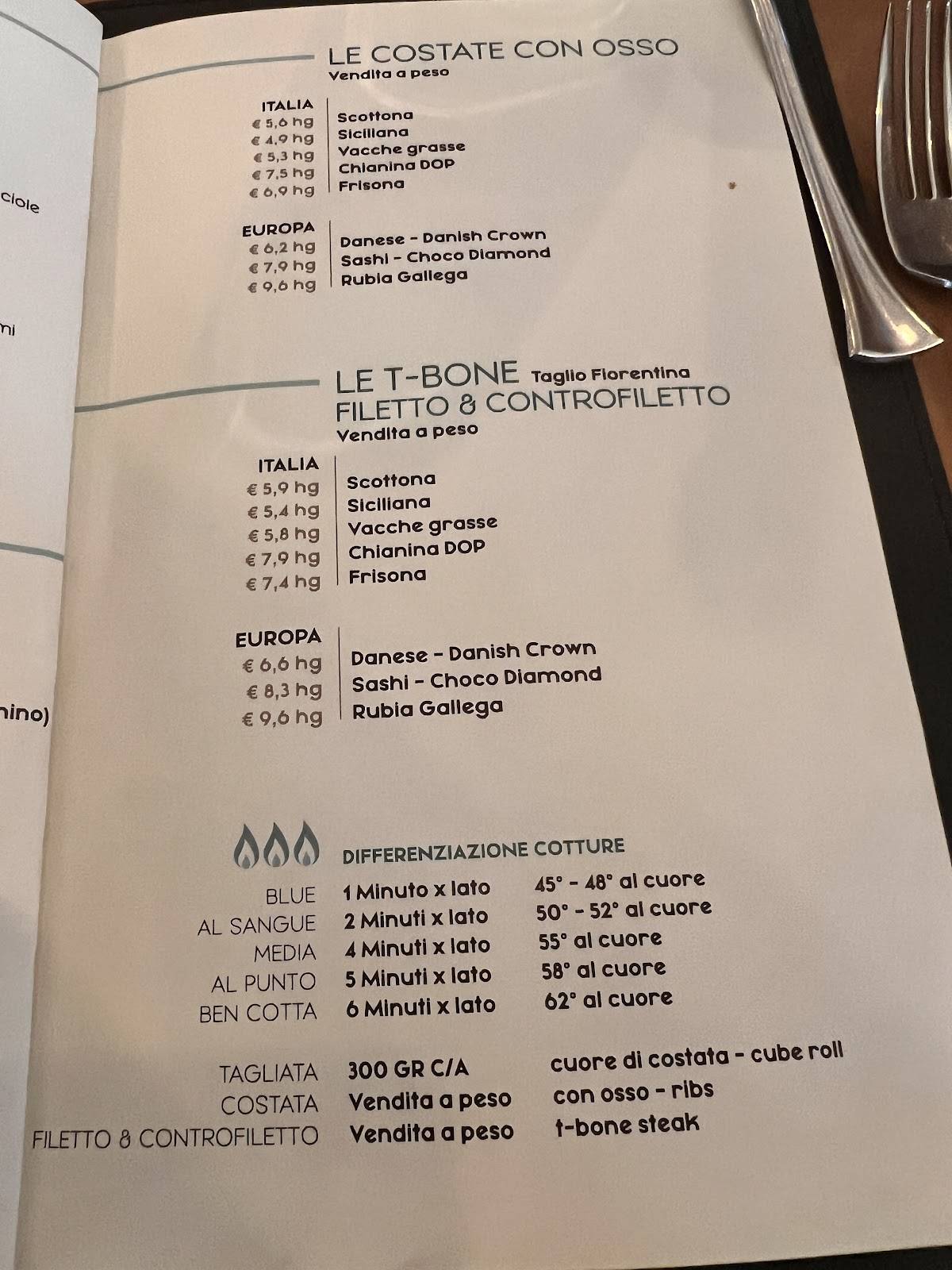 Menu di Toronero - Ristorante Bisteccheria Pizzeria 