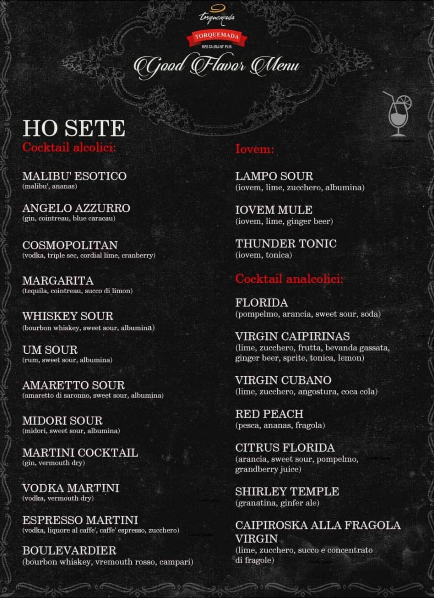 Menu di Torquemada Restaurant Pub Di Valeri Laura 