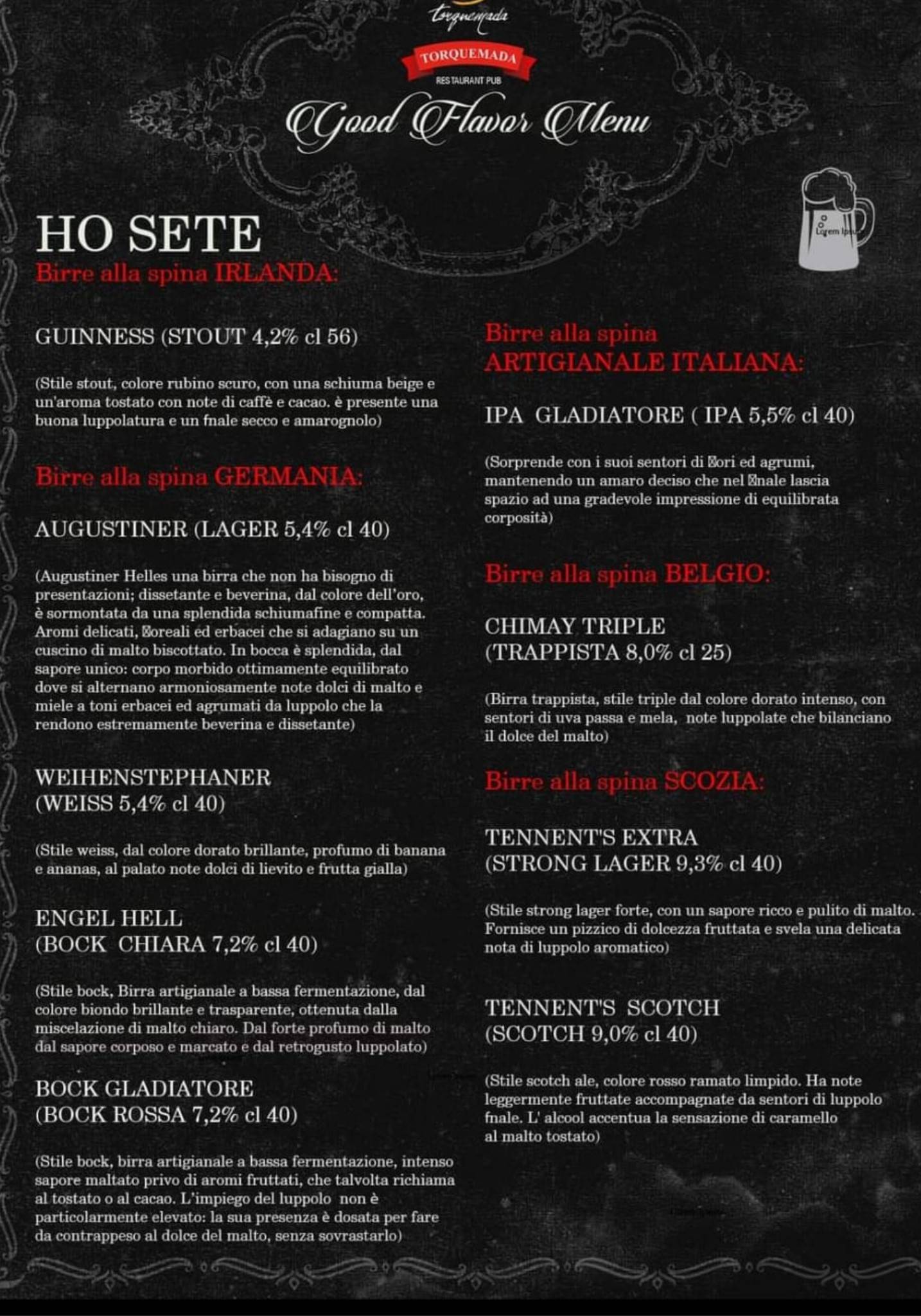 Menu di Torquemada Restaurant Pub Di Valeri Laura 