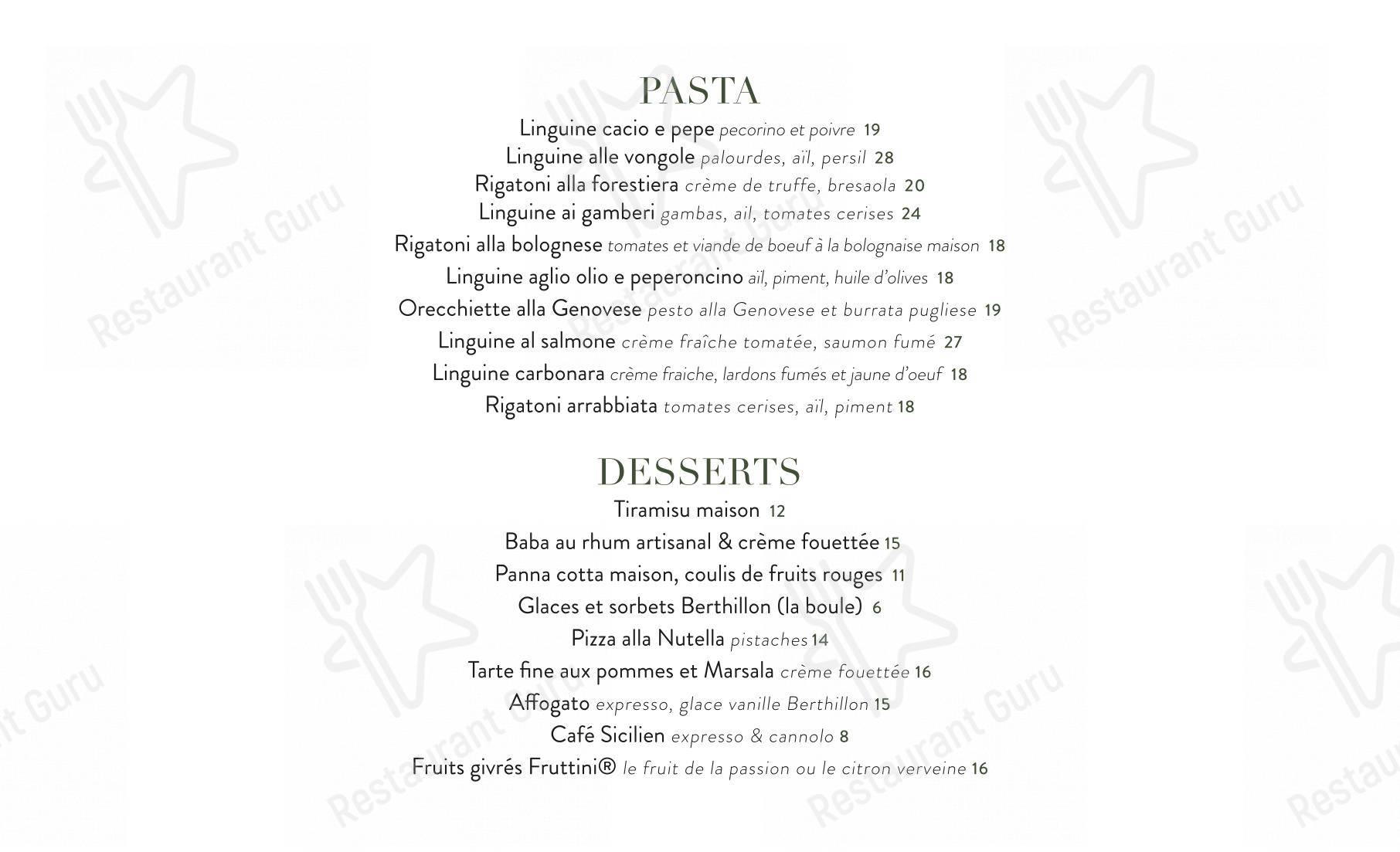 Menu pour Totti - Menu