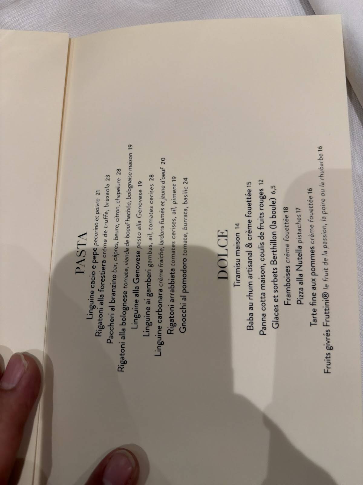 Menu de Totti