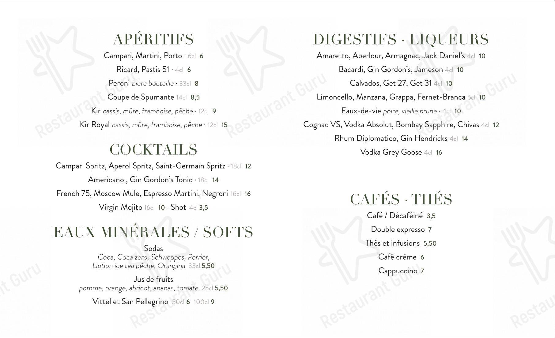 Menu pour Totti dans Paris