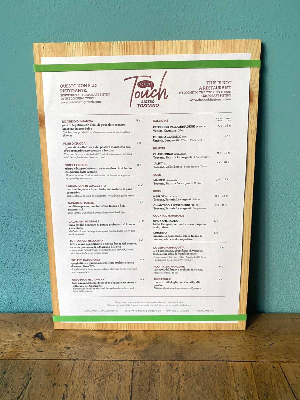 Menu di Touch Bistrò Toscano 